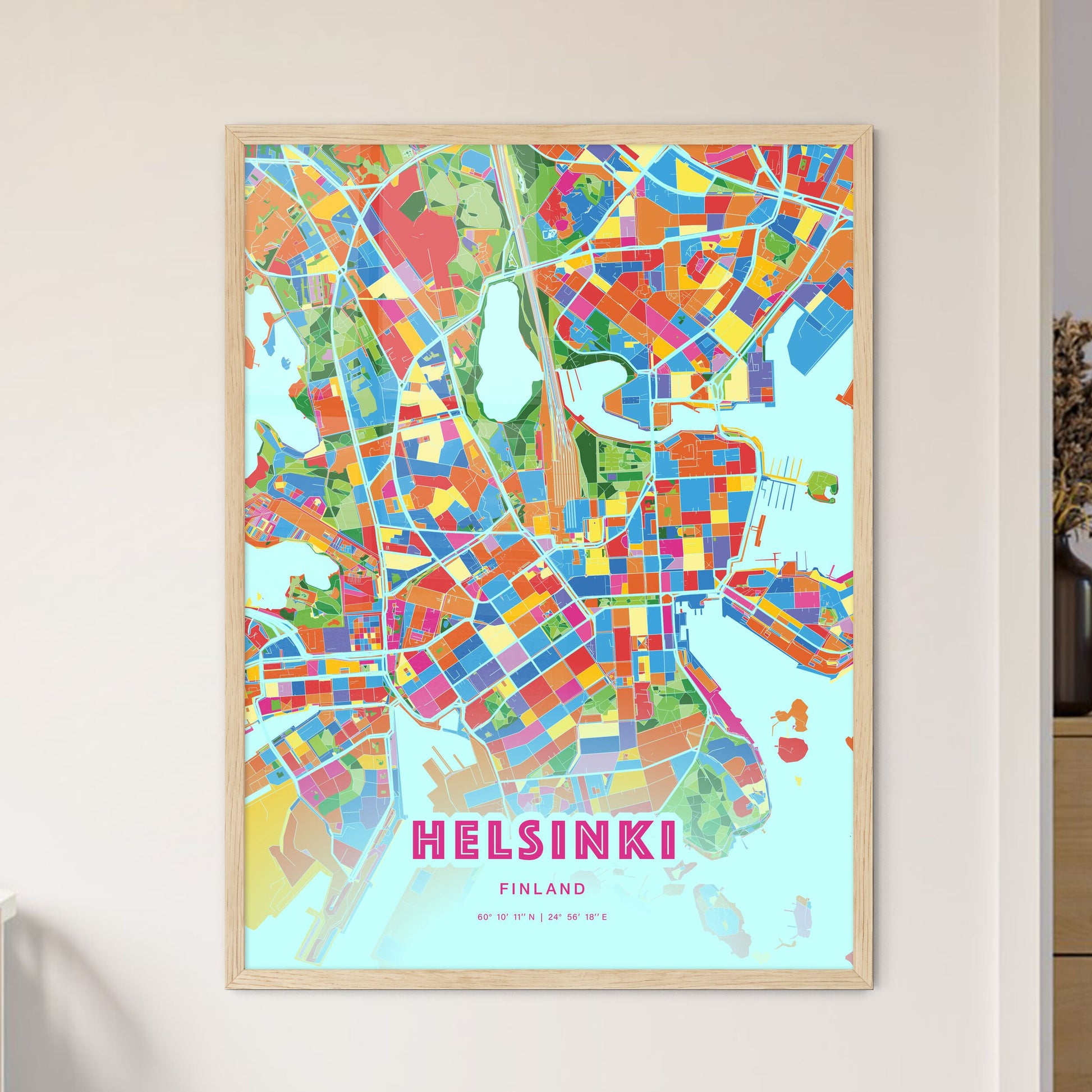 Colorful Helsinki Finland Fine Art Map Crazy Colors