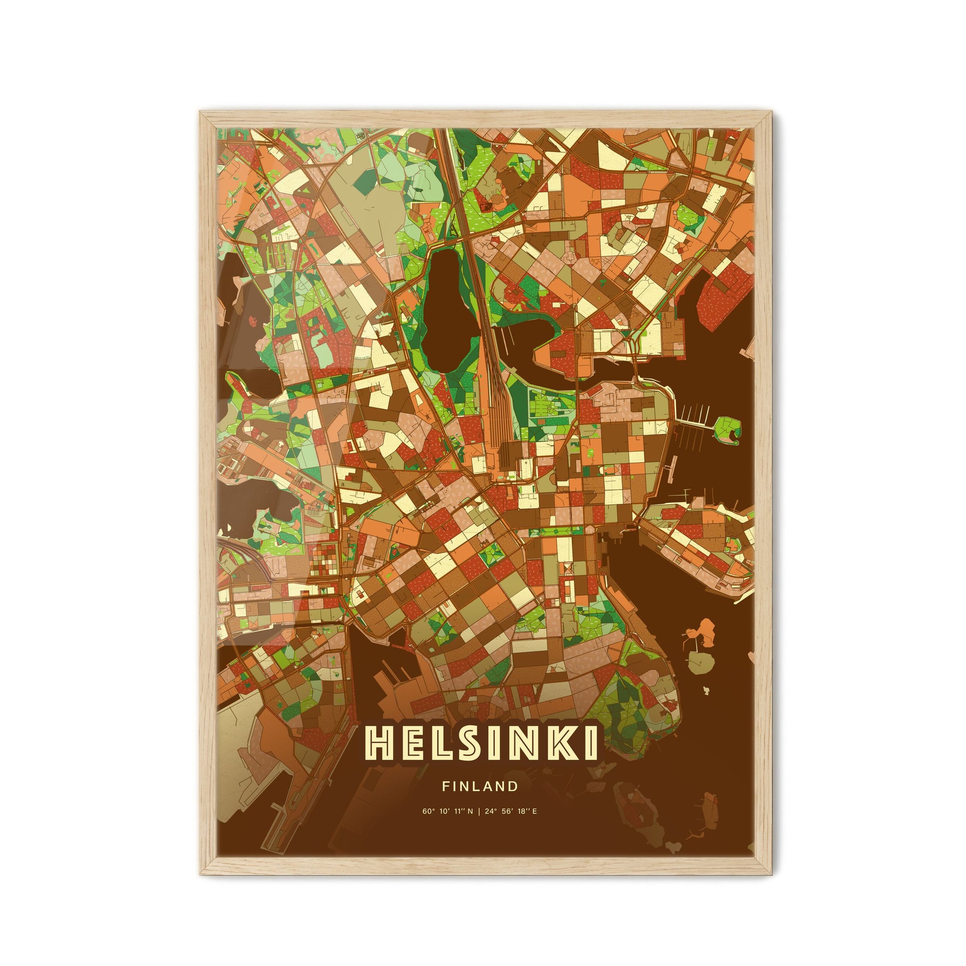 Colorful Helsinki Finland Fine Art Map Farmhouse