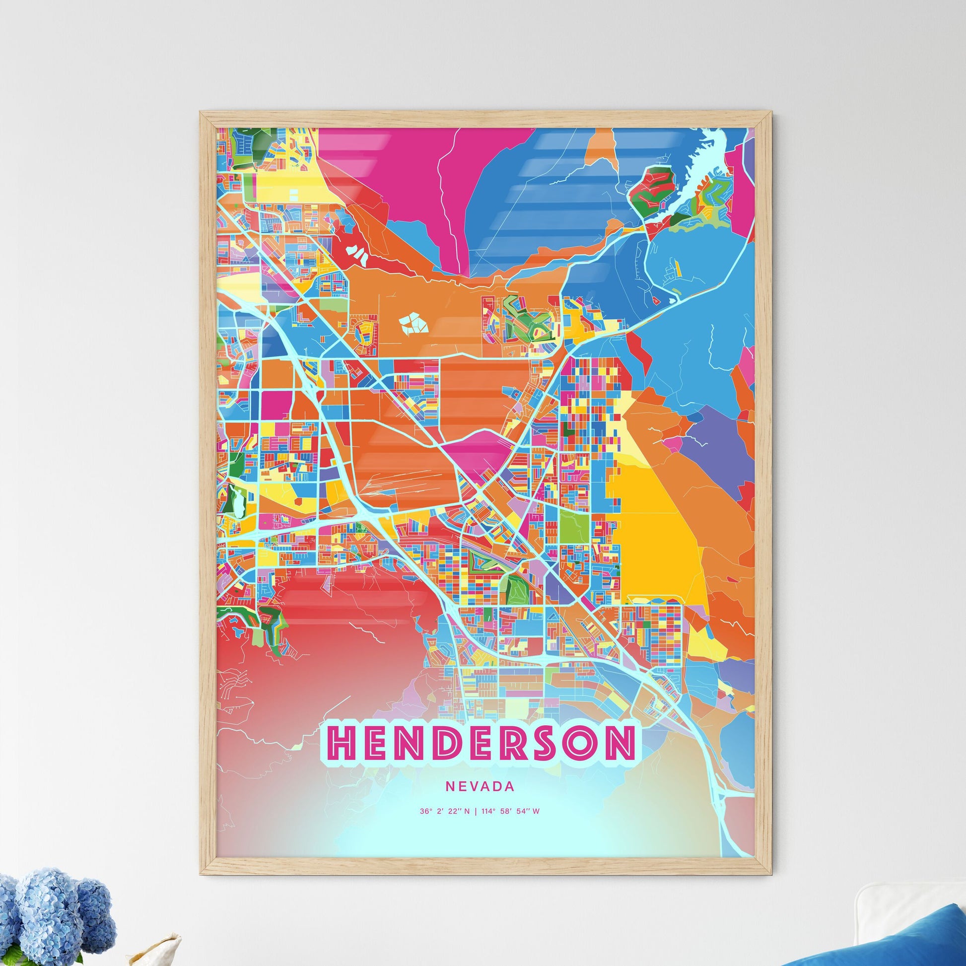 Colorful Henderson Nevada Fine Art Map Crazy Colors