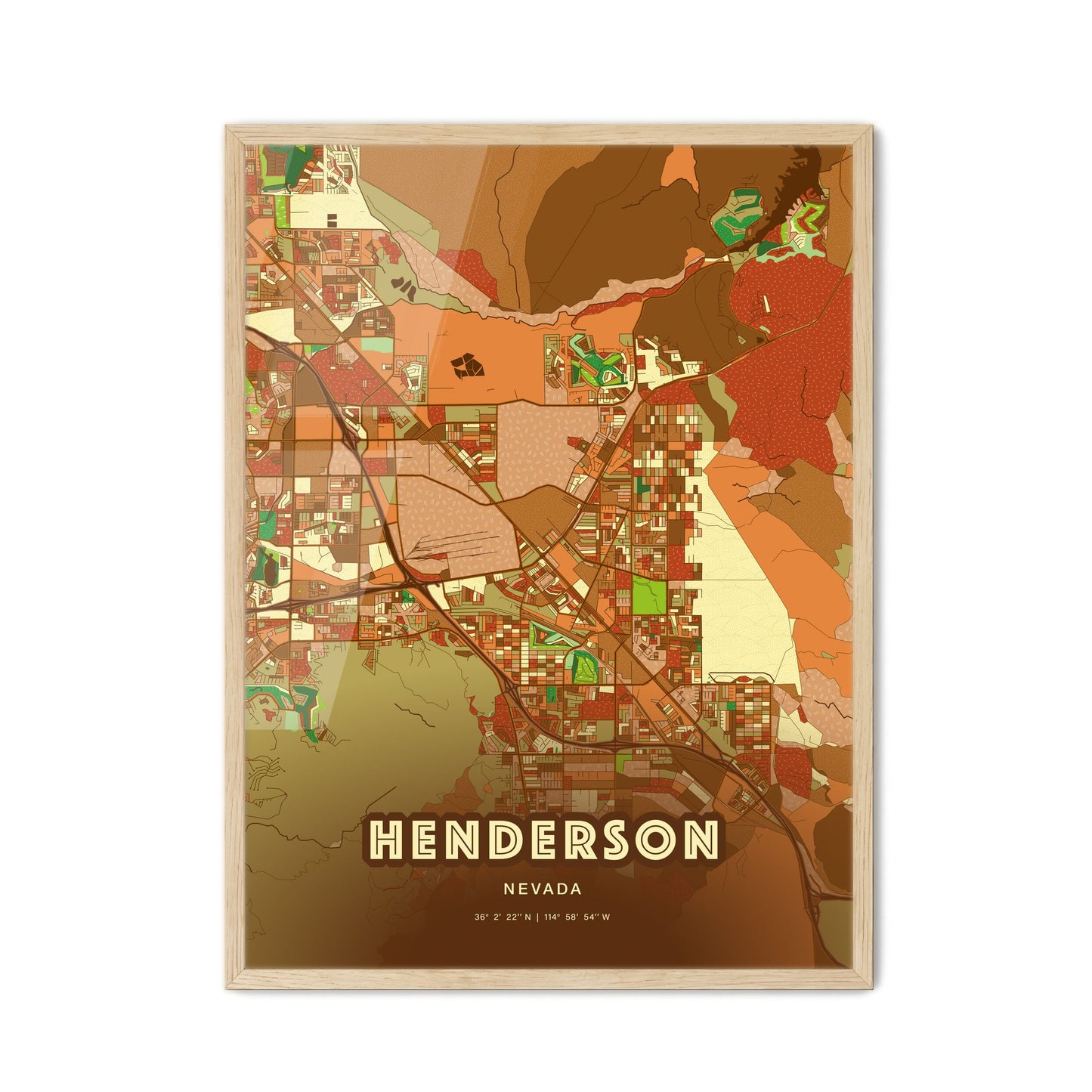 Colorful Henderson Nevada Fine Art Map Farmhouse