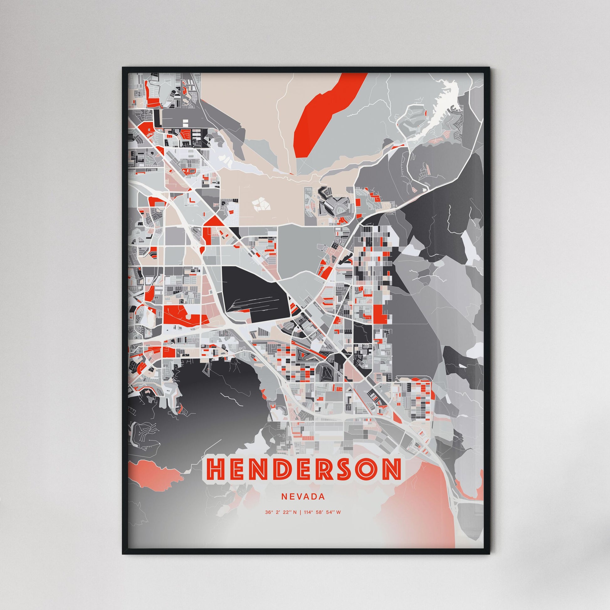 Colorful Henderson Nevada Fine Art Map Modern Expressive