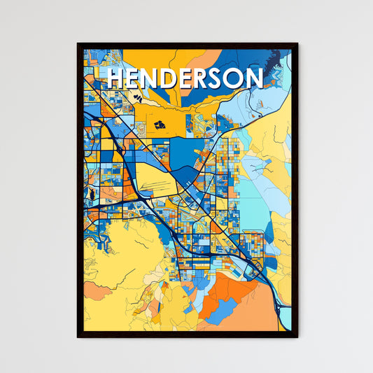 HENDERSON NEVADA Vibrant Colorful Art Map Poster Blue Orange