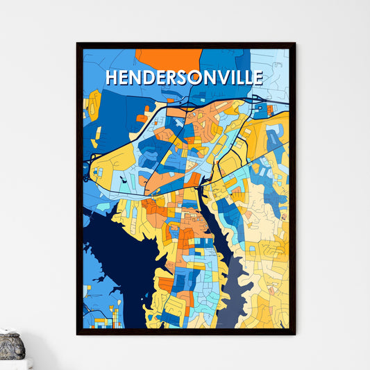 HENDERSONVILLE TENNESSEE Vibrant Colorful Art Map Poster Blue Orange