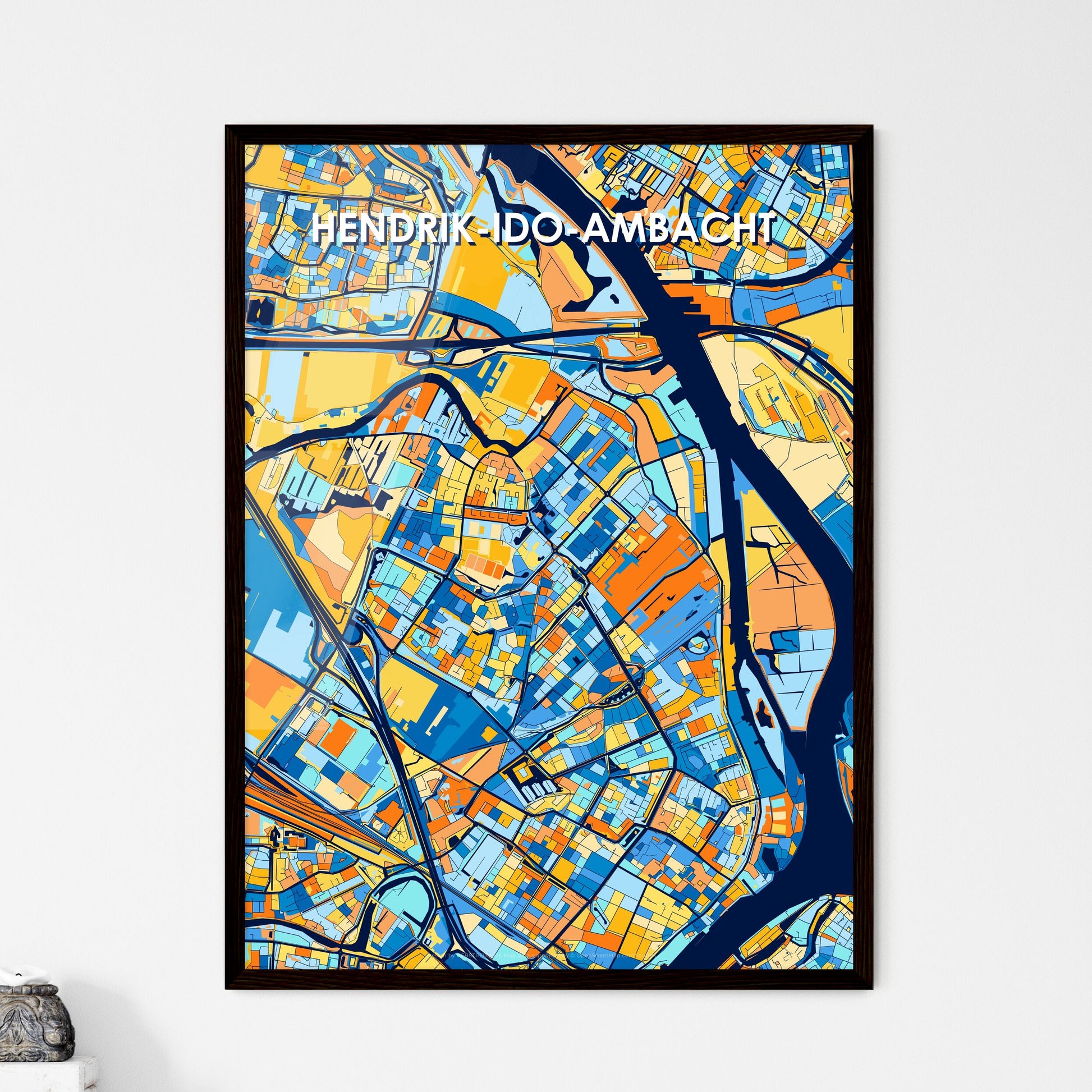 HENDRIK-IDO-AMBACHT NETHERLANDS Vibrant Colorful Art Map Poster Blue Orange