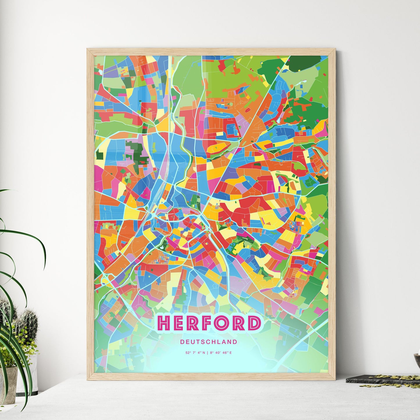 Colorful Herford Germany Fine Art Map Crazy Colors