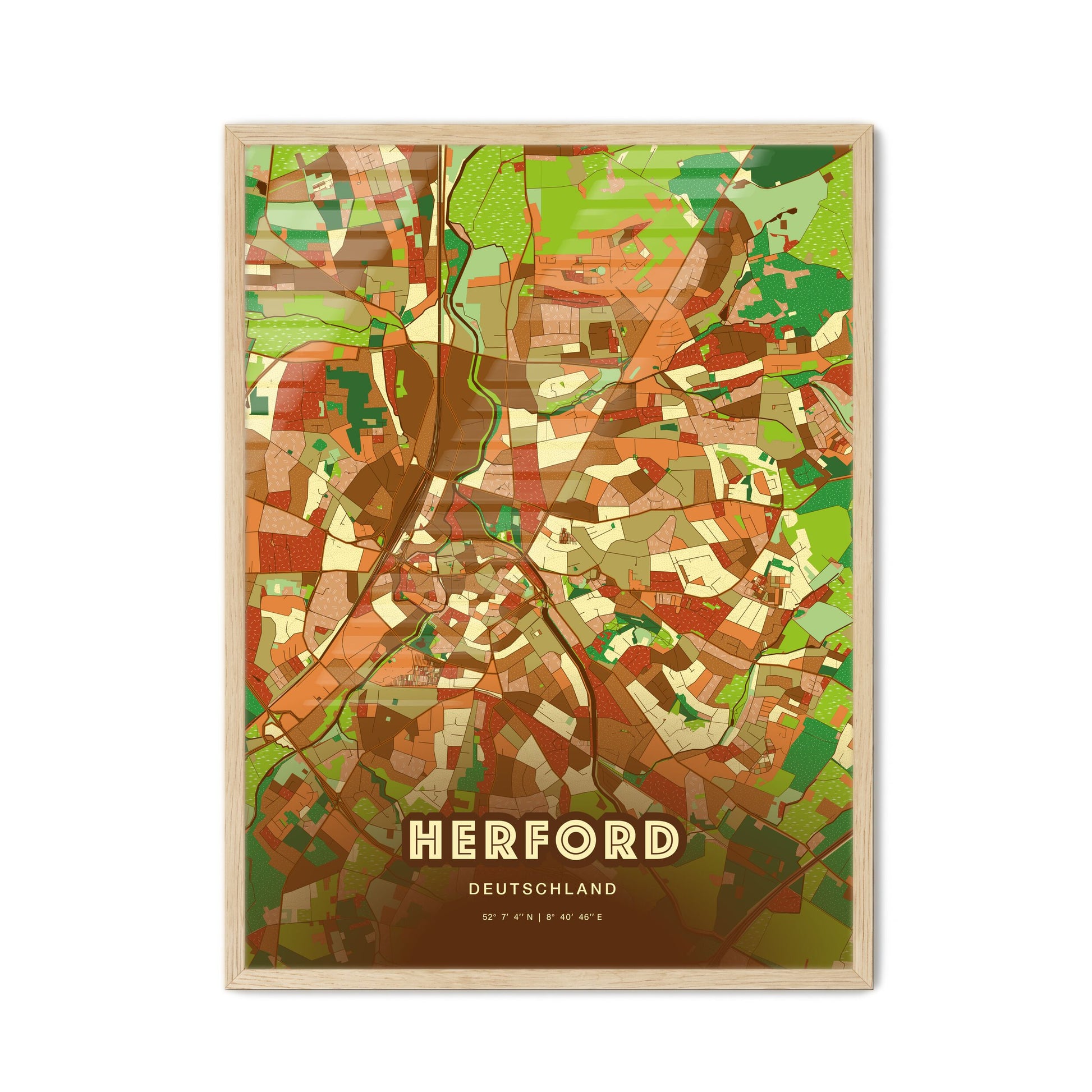 Colorful Herford Germany Fine Art Map Farmhouse