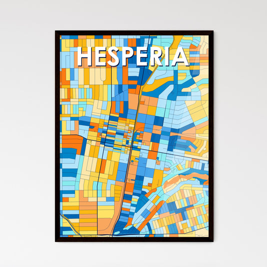 HESPERIA CALIFORNIA Vibrant Colorful Art Map Poster Blue Orange