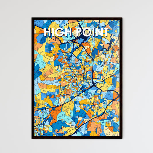 HIGH POINT NORTH CAROLINA Vibrant Colorful Art Map Poster Blue Orange