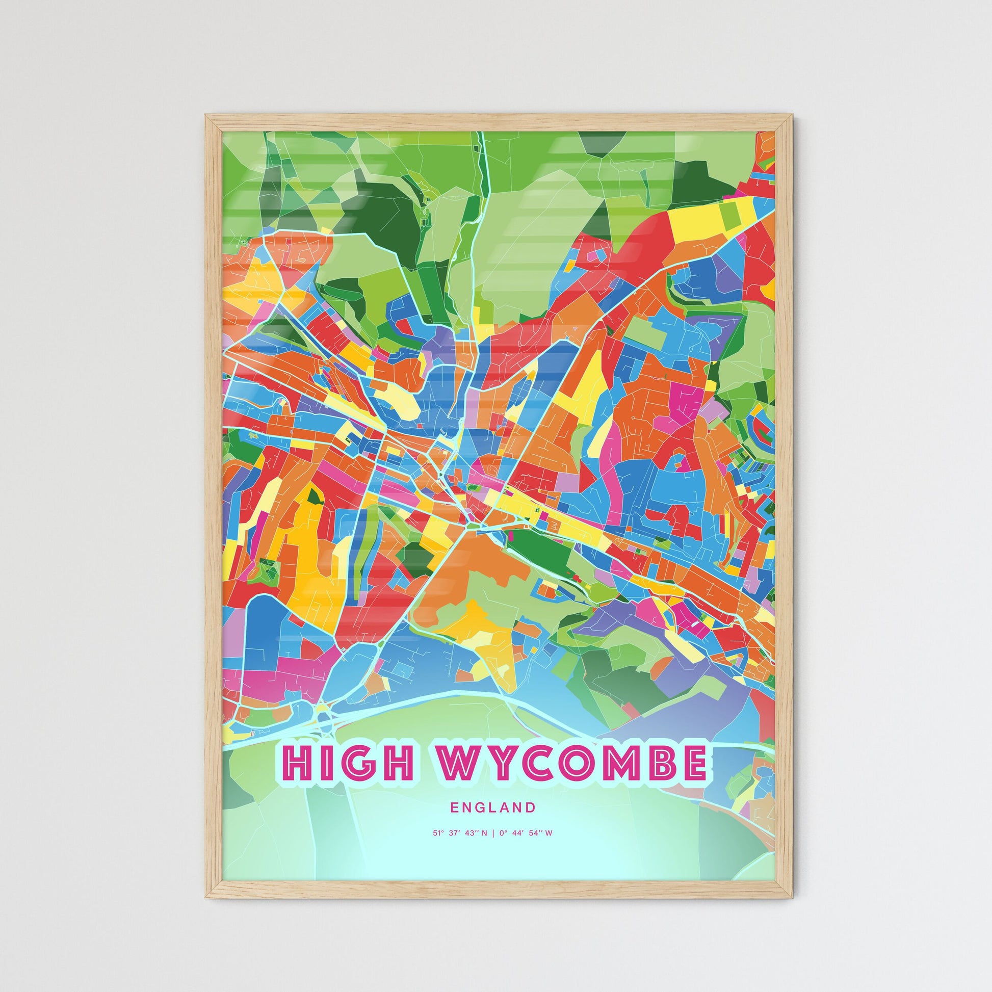 Colorful High Wycombe England Fine Art Map Crazy Colors