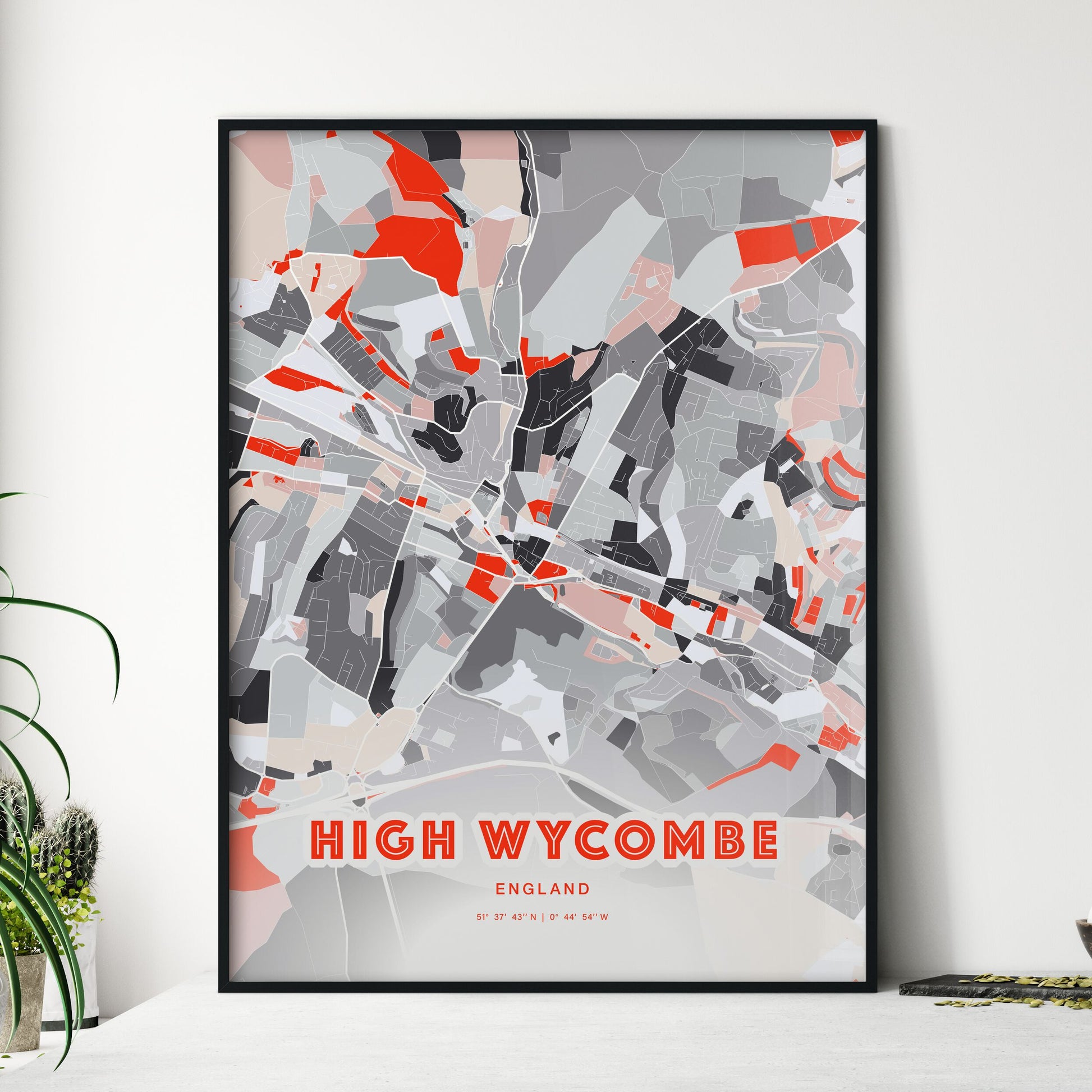 Colorful High Wycombe England Fine Art Map Modern Expressive