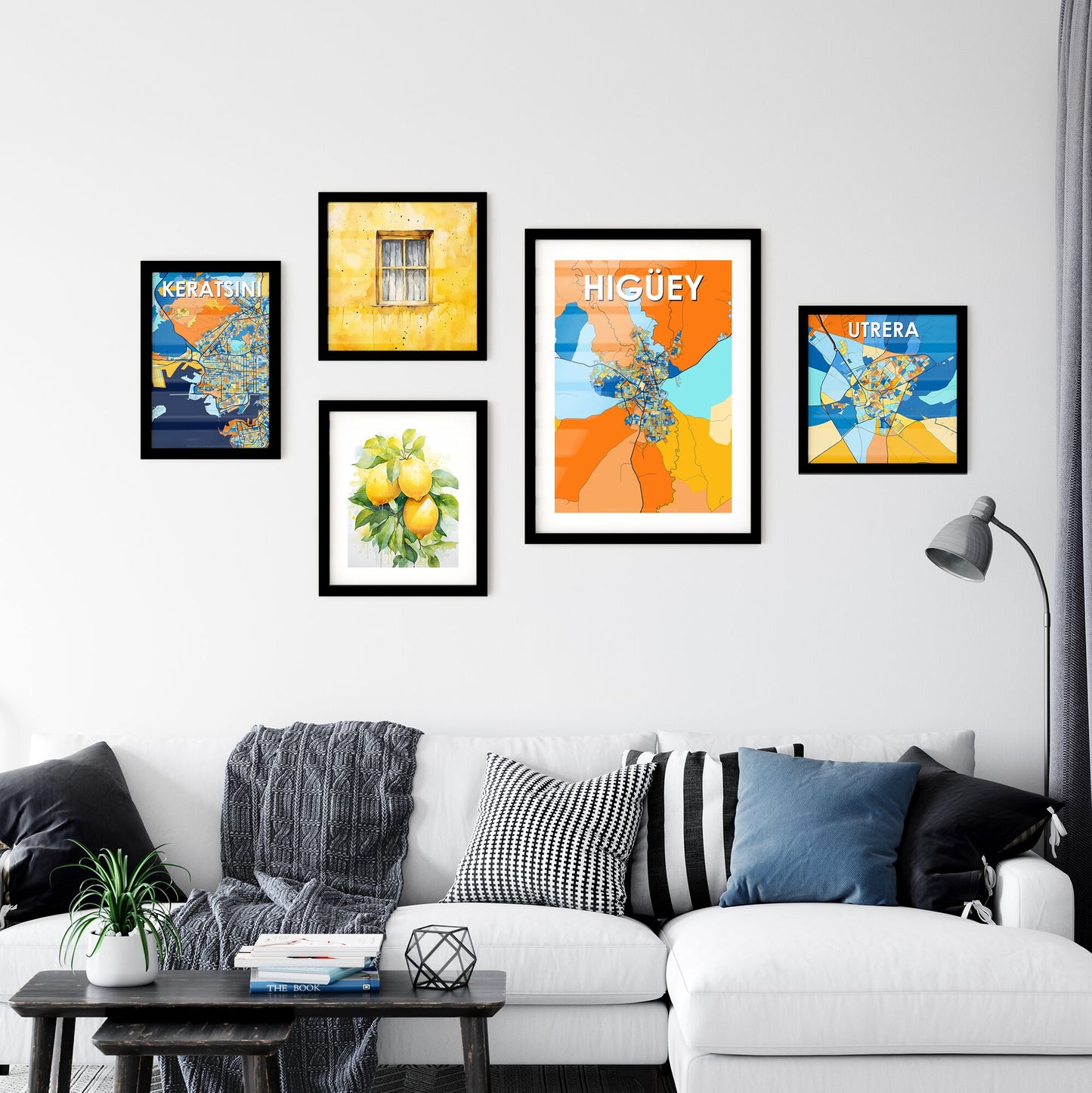 HIGÜEY DOMINICAN REPUBLIC Vibrant Colorful Art Map Poster Blue Orange