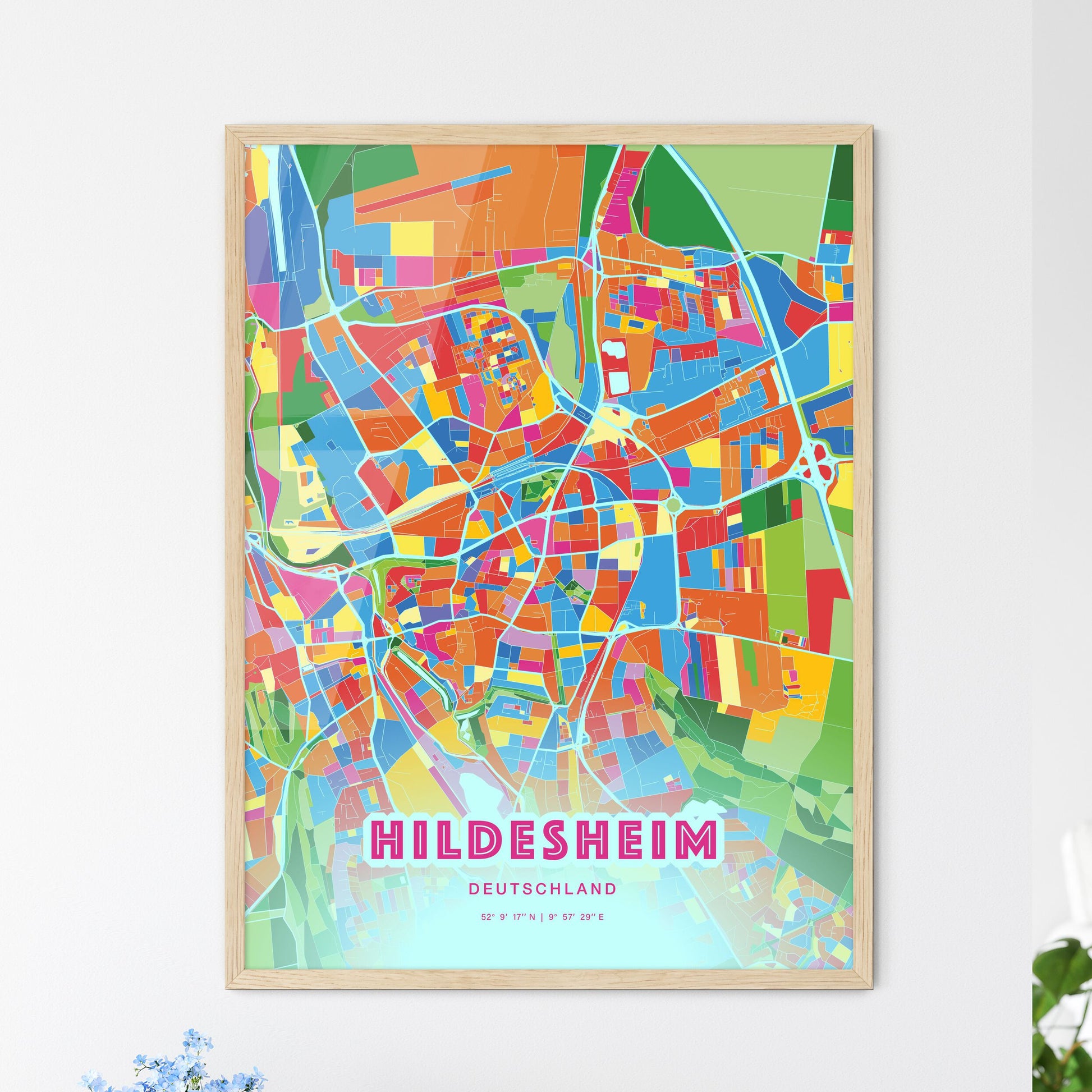 Colorful Hildesheim Germany Fine Art Map Crazy Colors