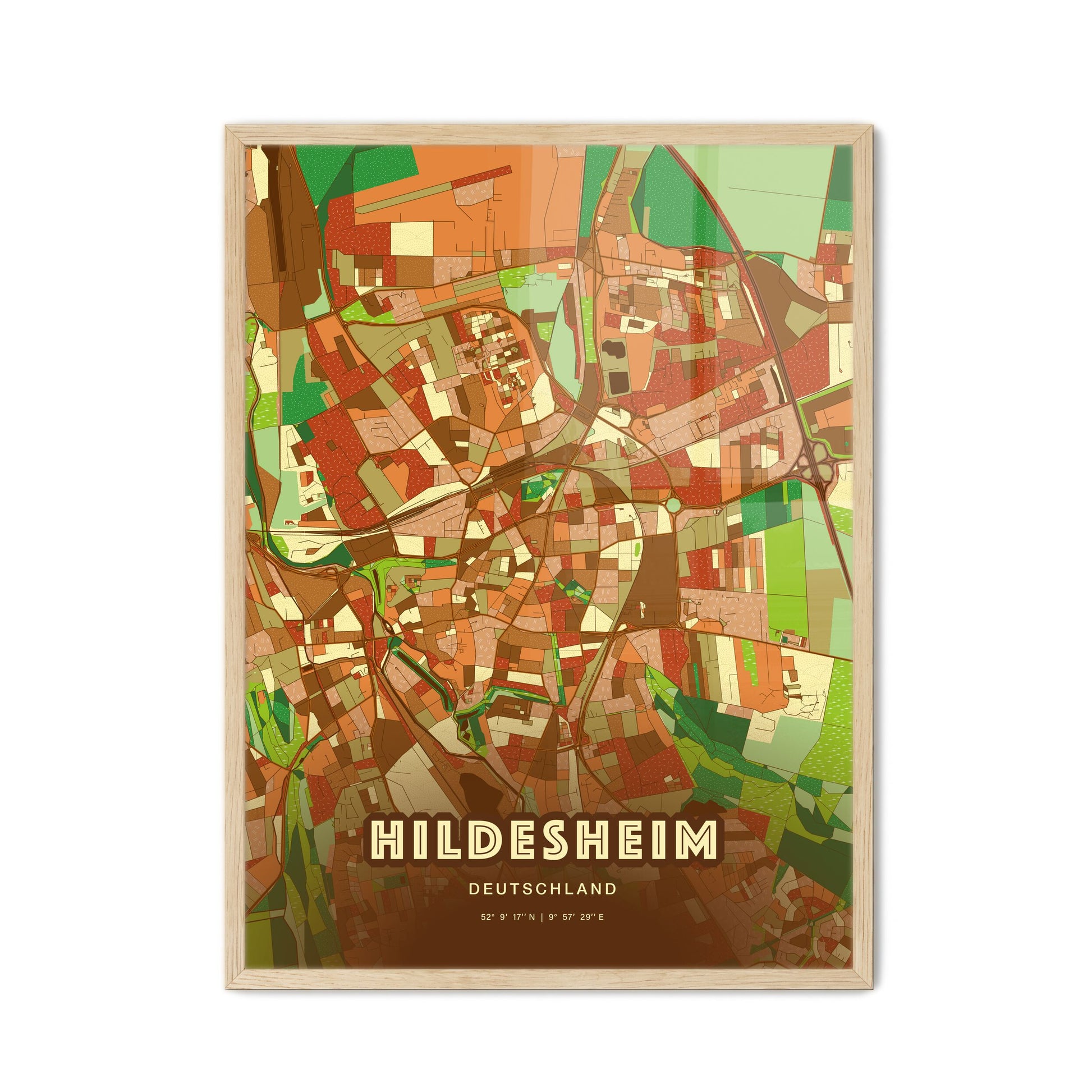 Colorful Hildesheim Germany Fine Art Map Farmhouse