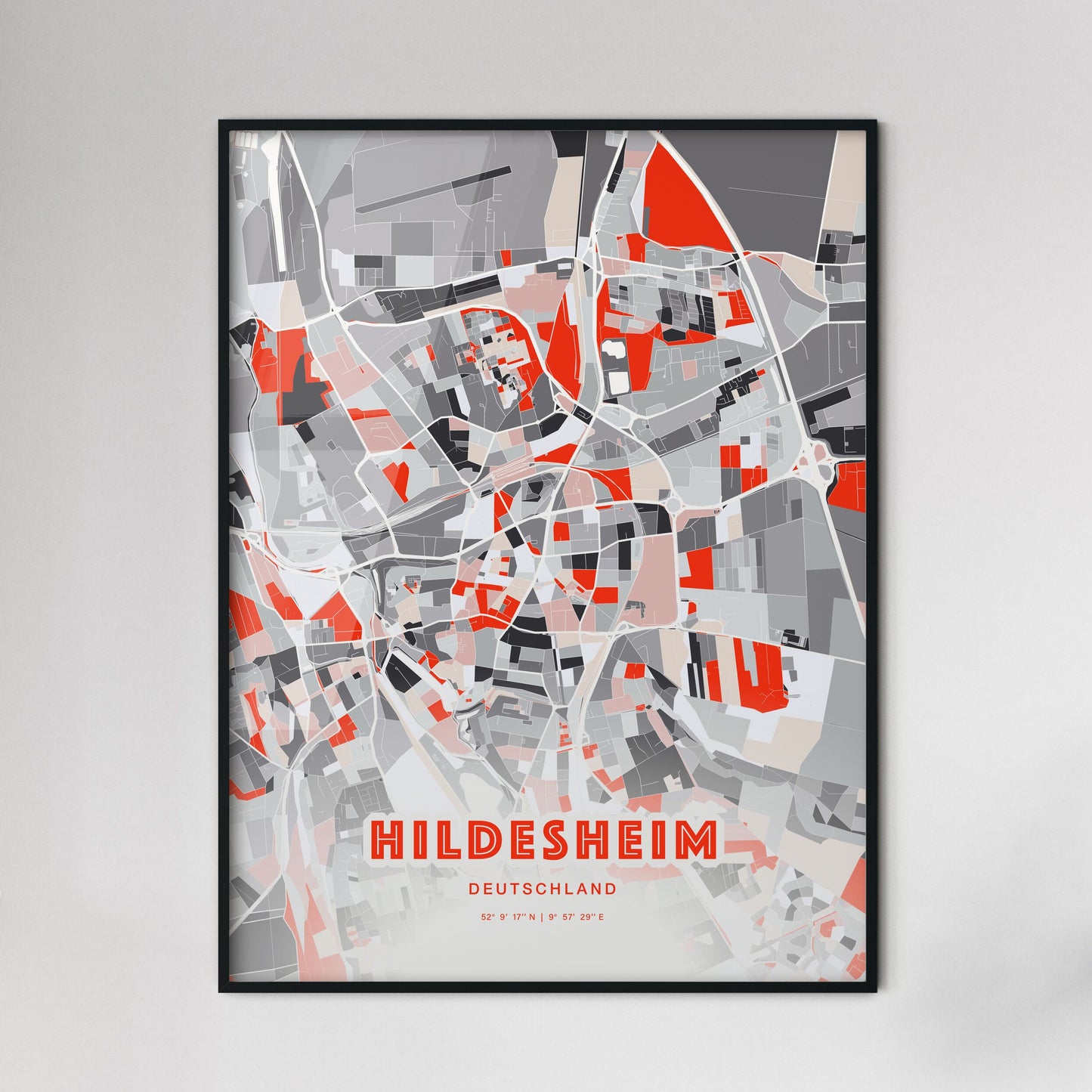 Colorful Hildesheim Germany Fine Art Map Modern Expressive