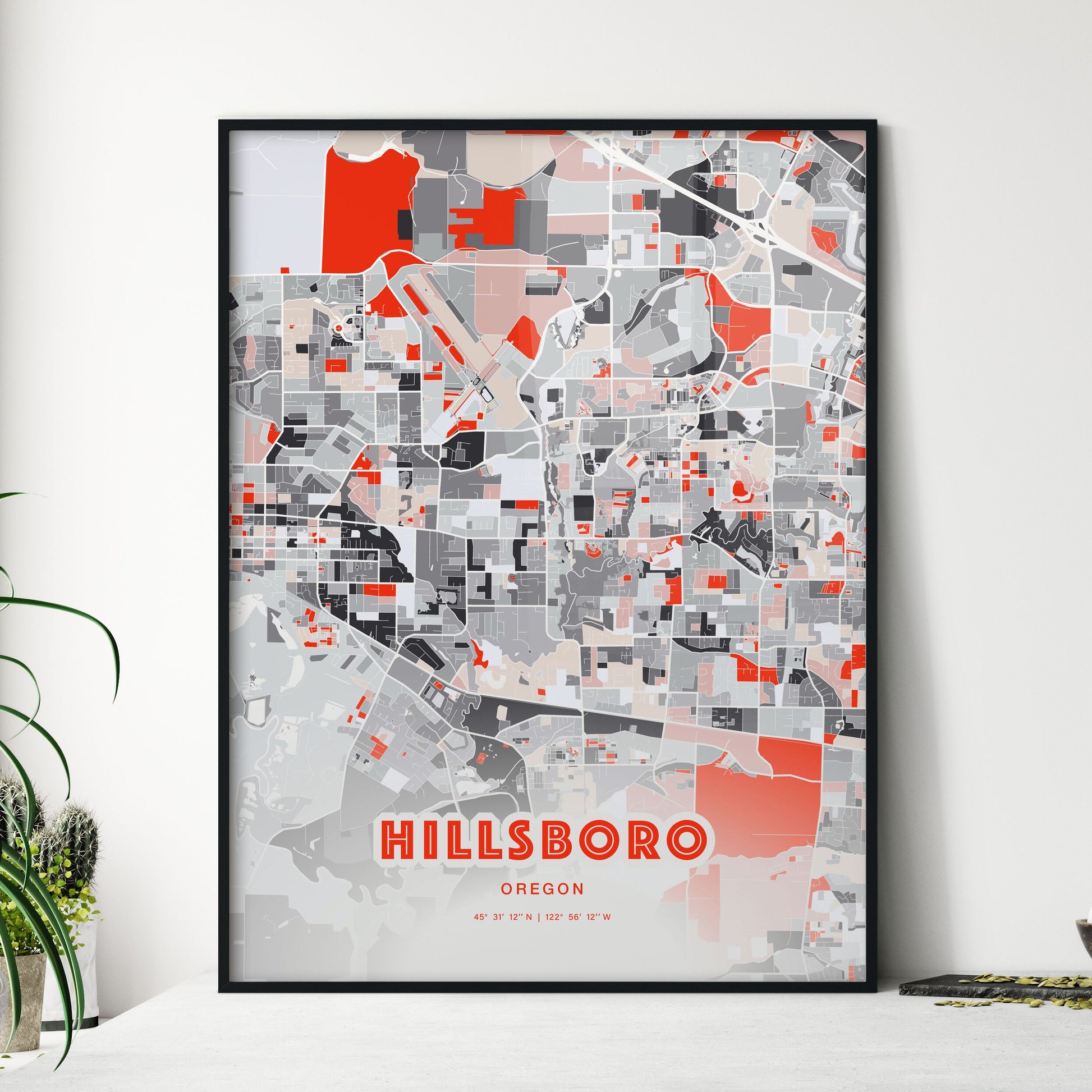 Colorful Hillsboro Oregon Fine Art Map Modern Expressive