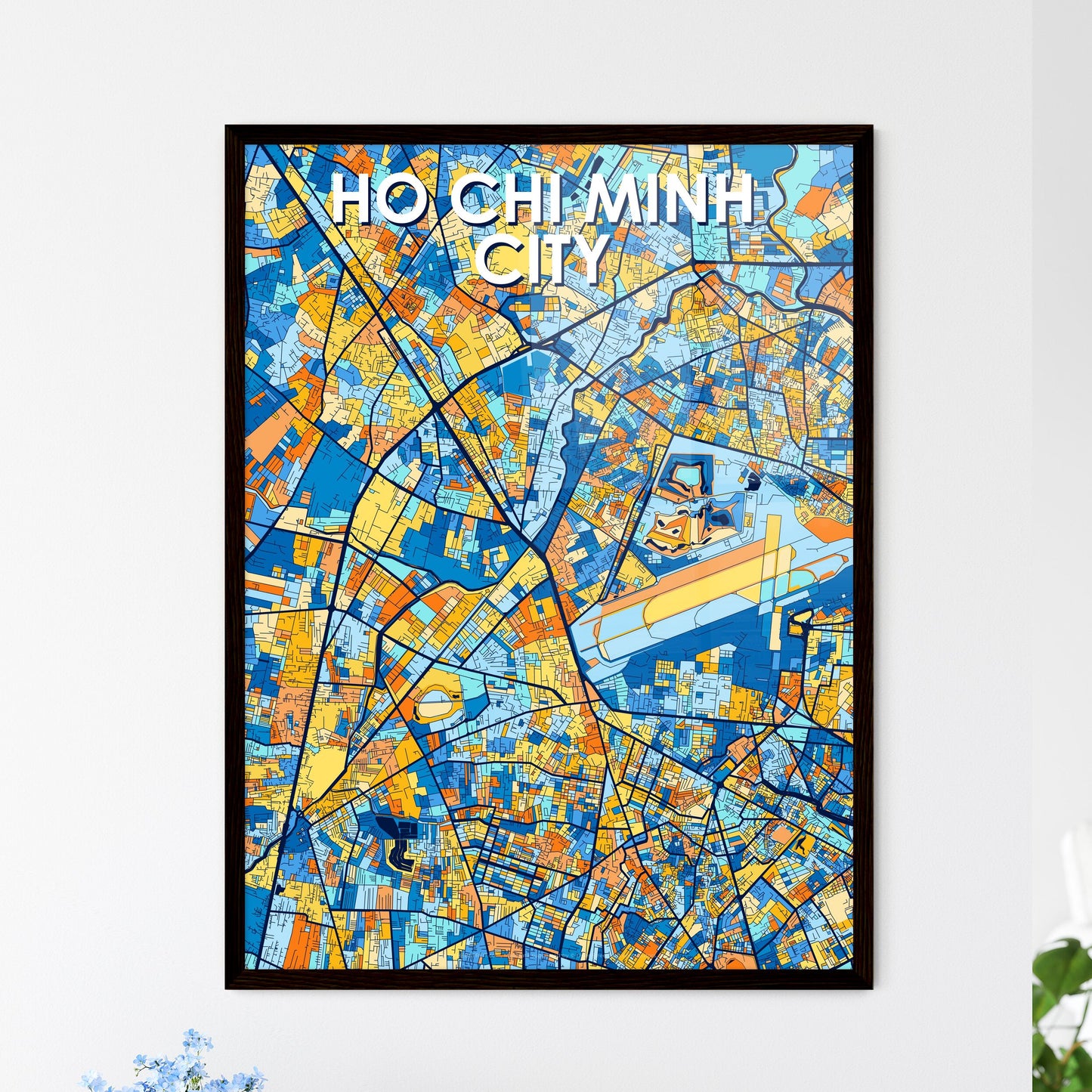 HO CHI MINH CITY VIETNAM Vibrant Colorful Art Map Poster Blue Orange