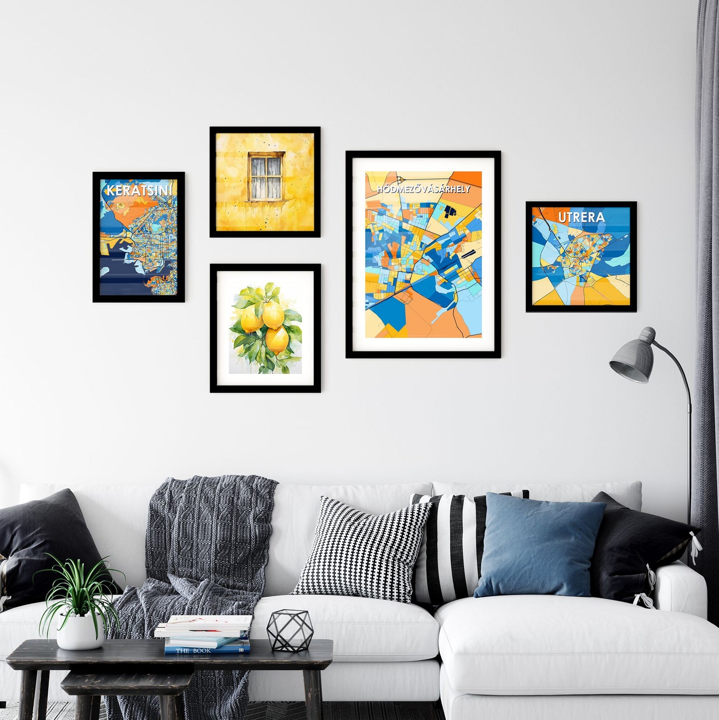 HÓDMEZŐVÁSÁRHELY HUNGARY Vibrant Colorful Art Map Poster Blue Orange