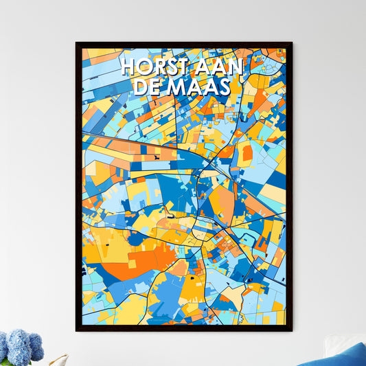 HORST AAN DE MAAS NETHERLANDS Vibrant Colorful Art Map Poster Blue Orange