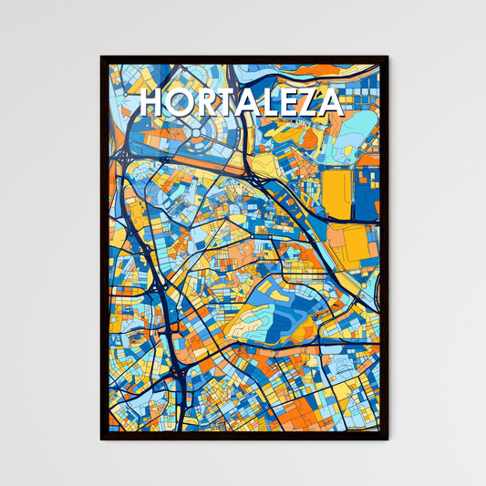 HORTALEZA SPAIN Vibrant Colorful Art Map Poster Blue Orange