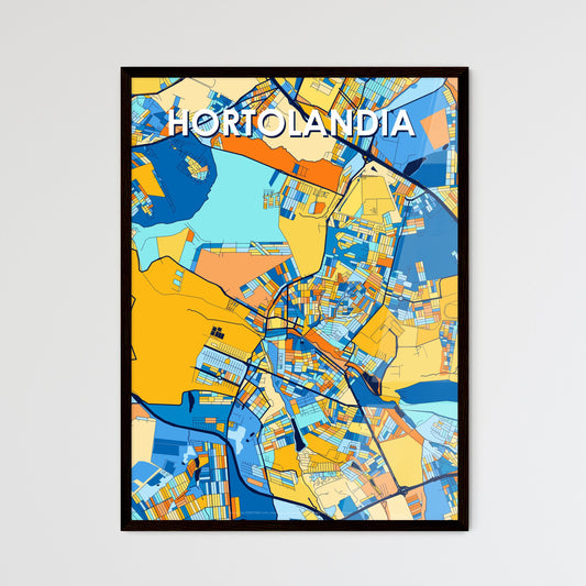 HORTOLANDIA BRAZIL Vibrant Colorful Art Map Poster Blue Orange