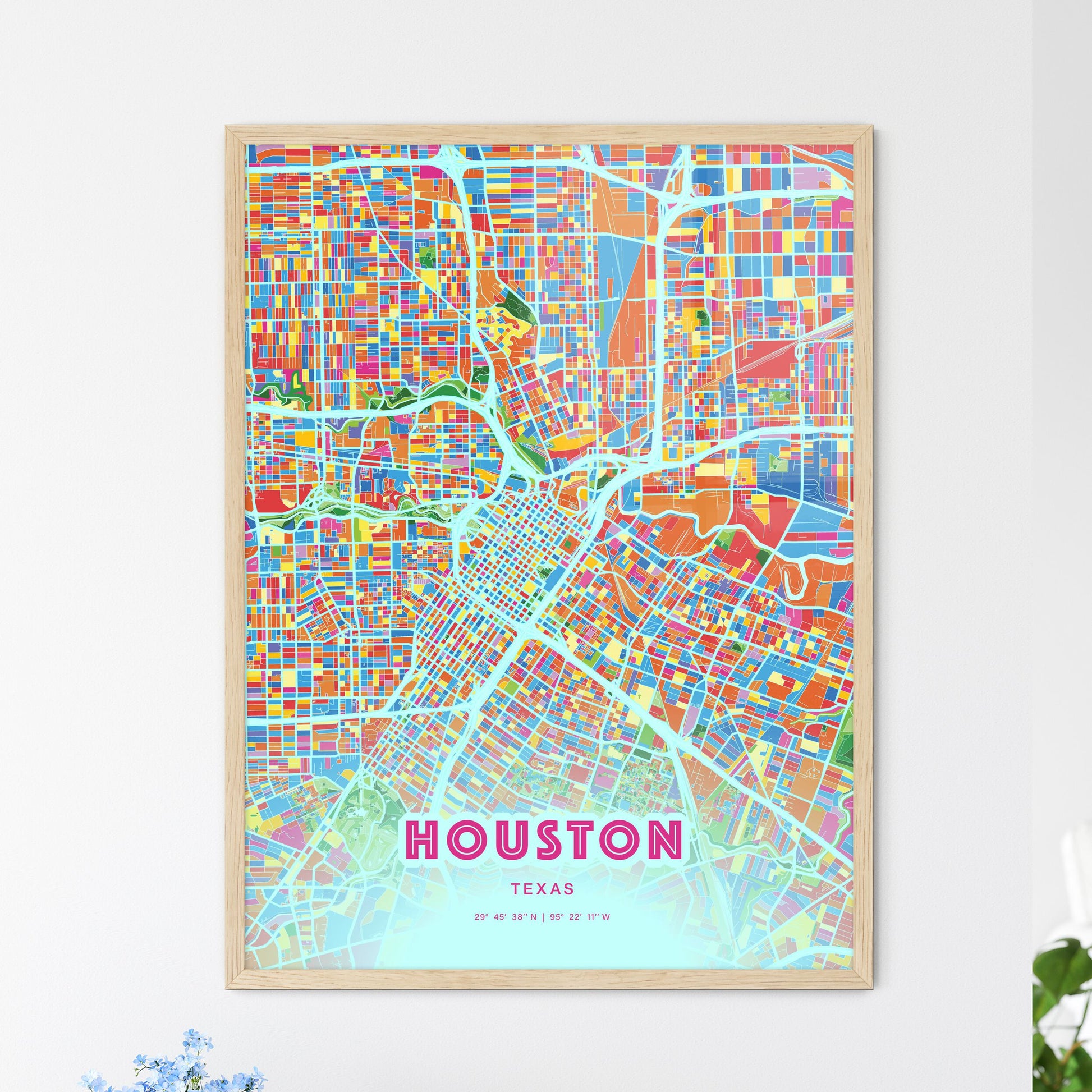 Colorful Houston Texas Fine Art Map Crazy Colors