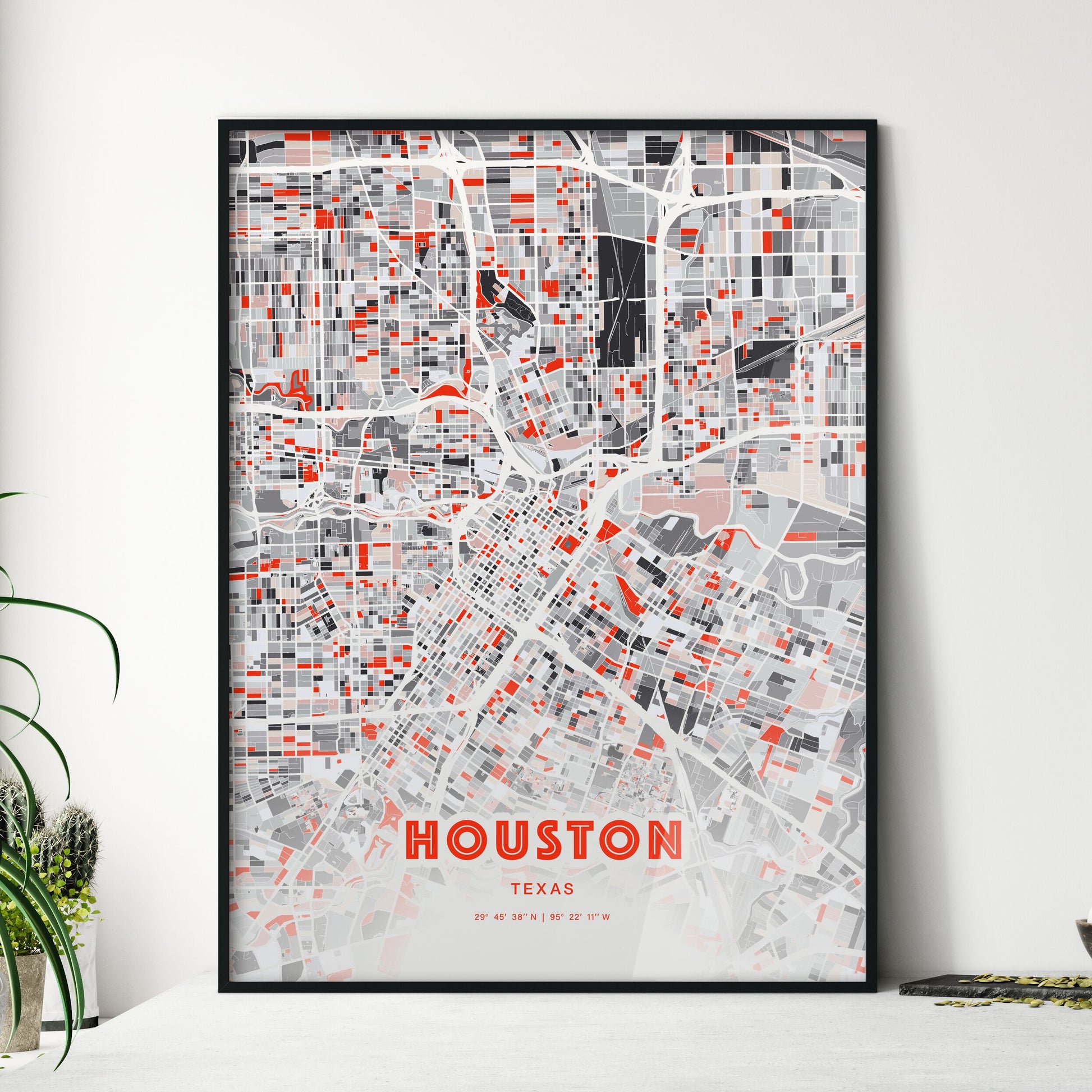 Colorful Houston Texas Fine Art Map Modern Expressive