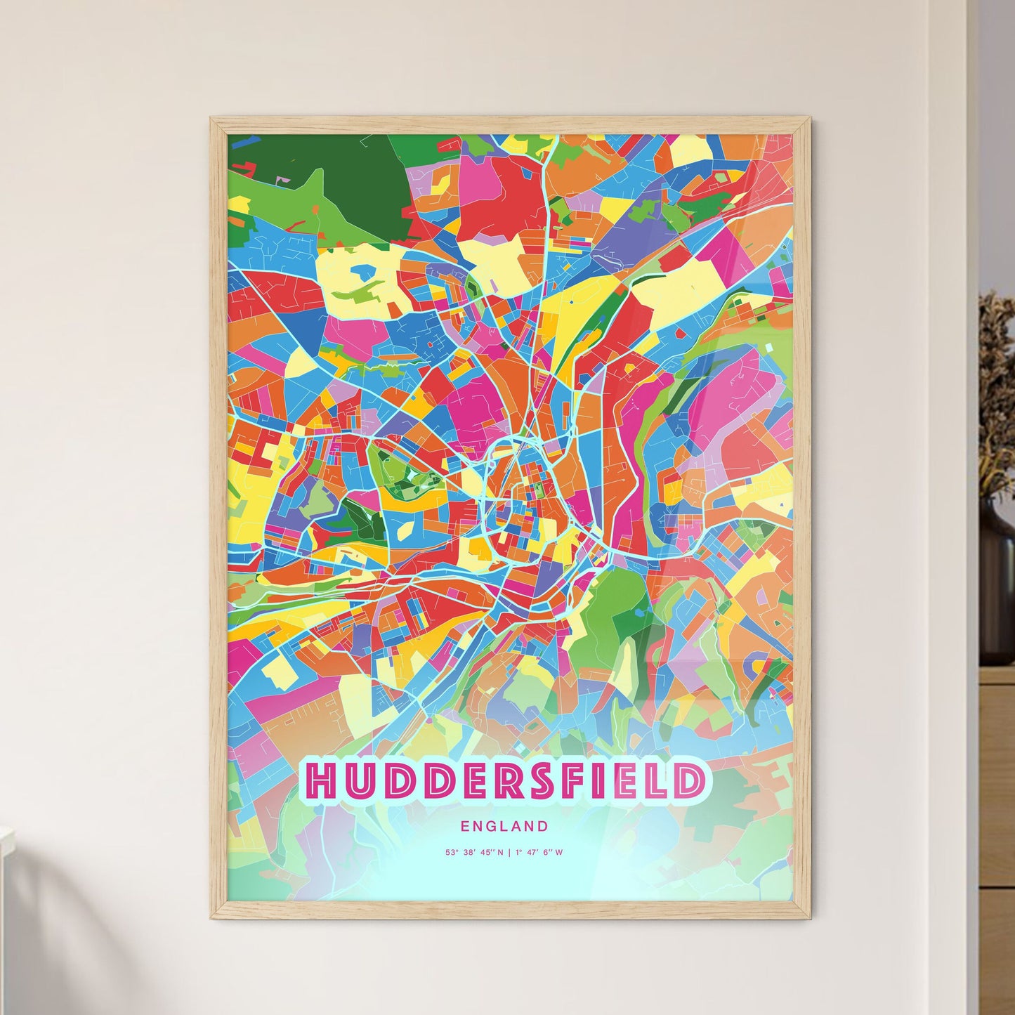 Colorful Huddersfield England Fine Art Map Crazy Colors
