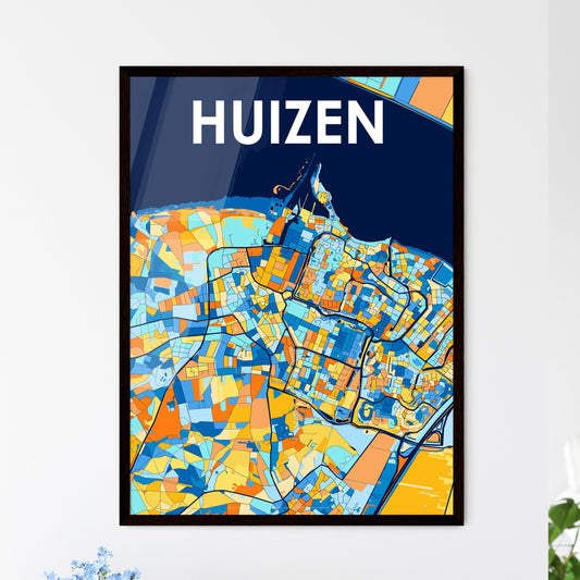 HUIZEN NETHERLANDS Vibrant Colorful Art Map Poster Blue Orange