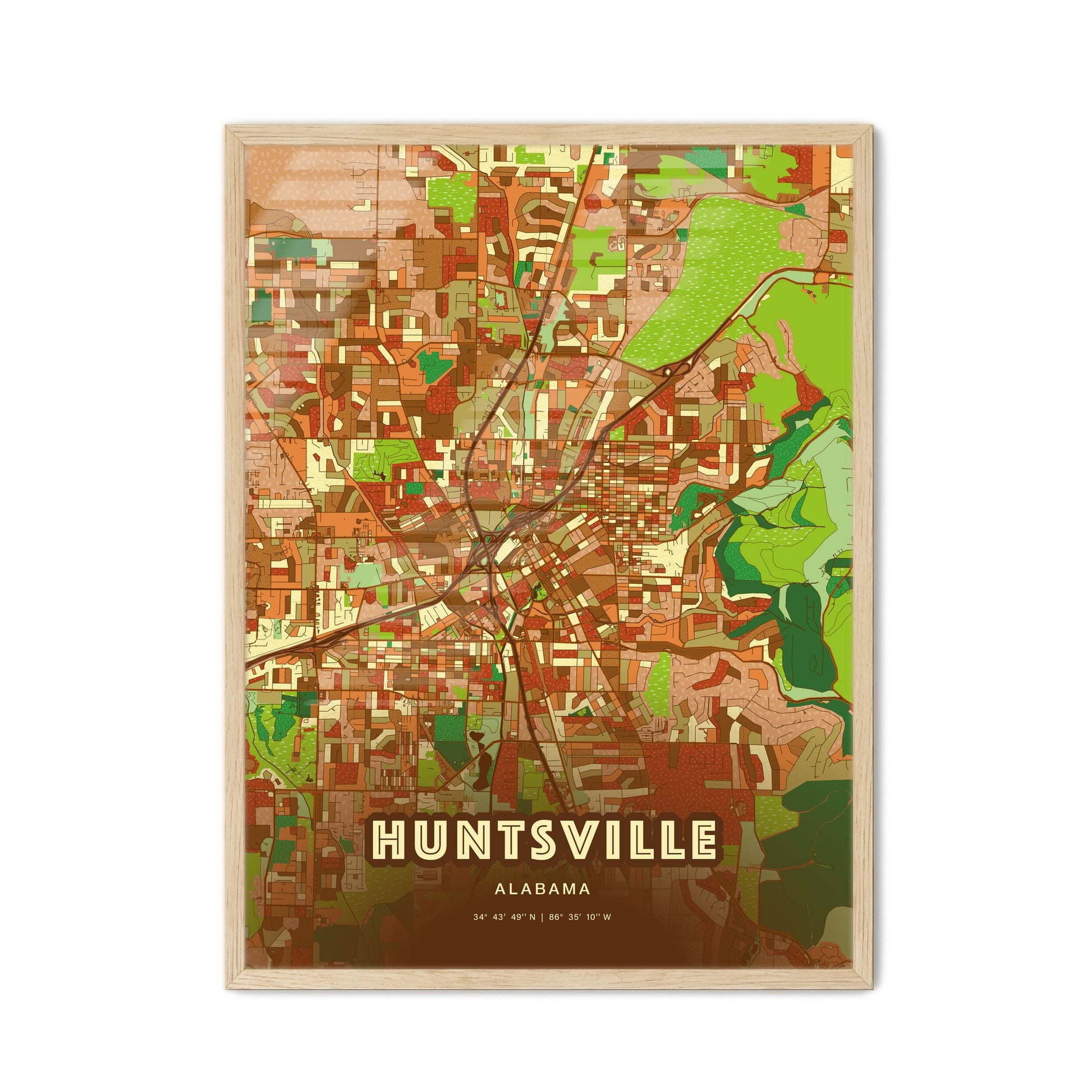 Colorful Huntsville Alabama Fine Art Map Farmhouse