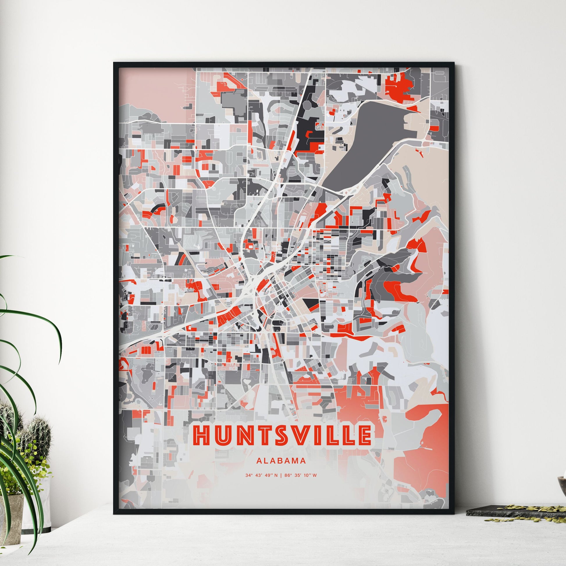 Colorful Huntsville Alabama Fine Art Map Modern Expressive