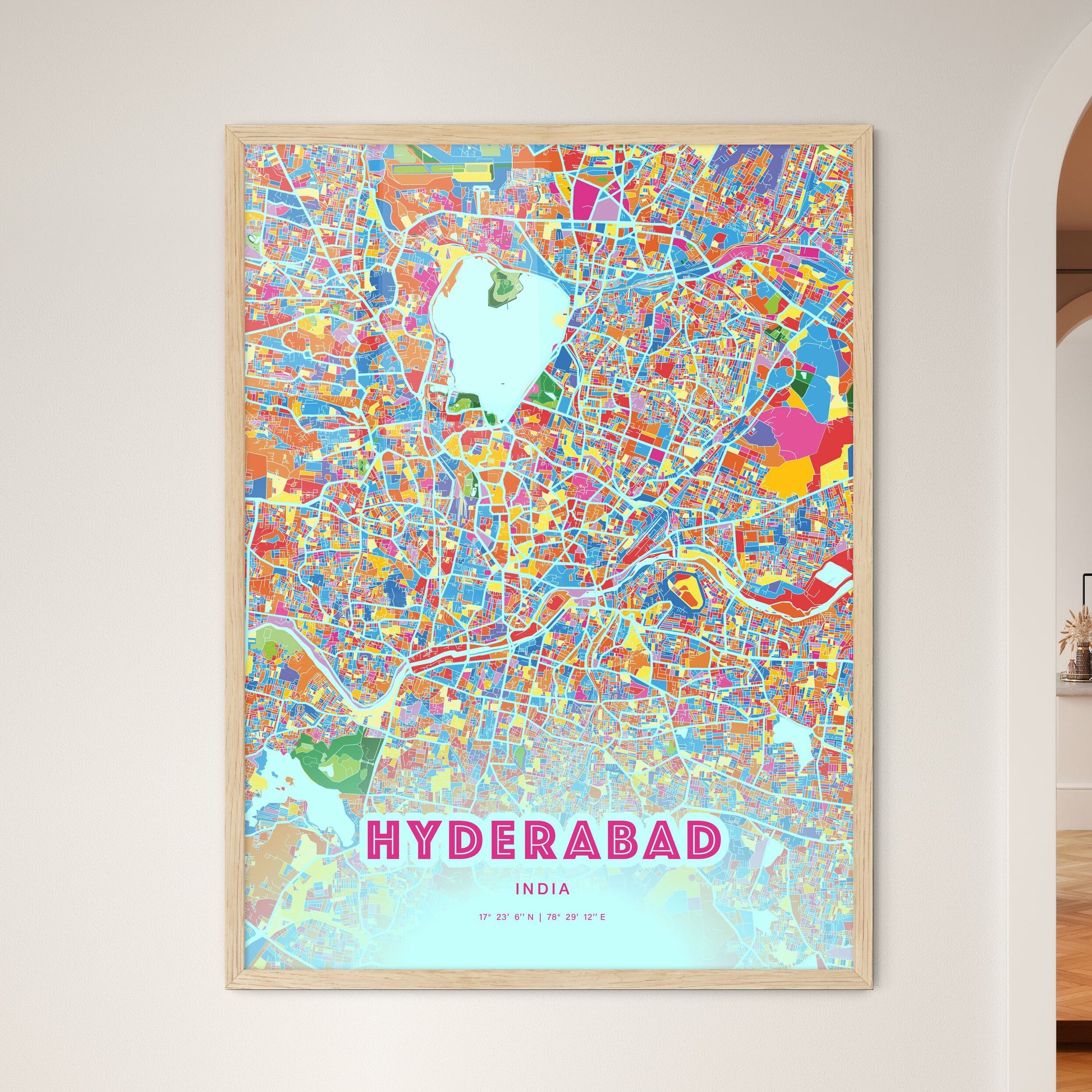 Colorful Hyderabad India Fine Art Map Crazy Colors