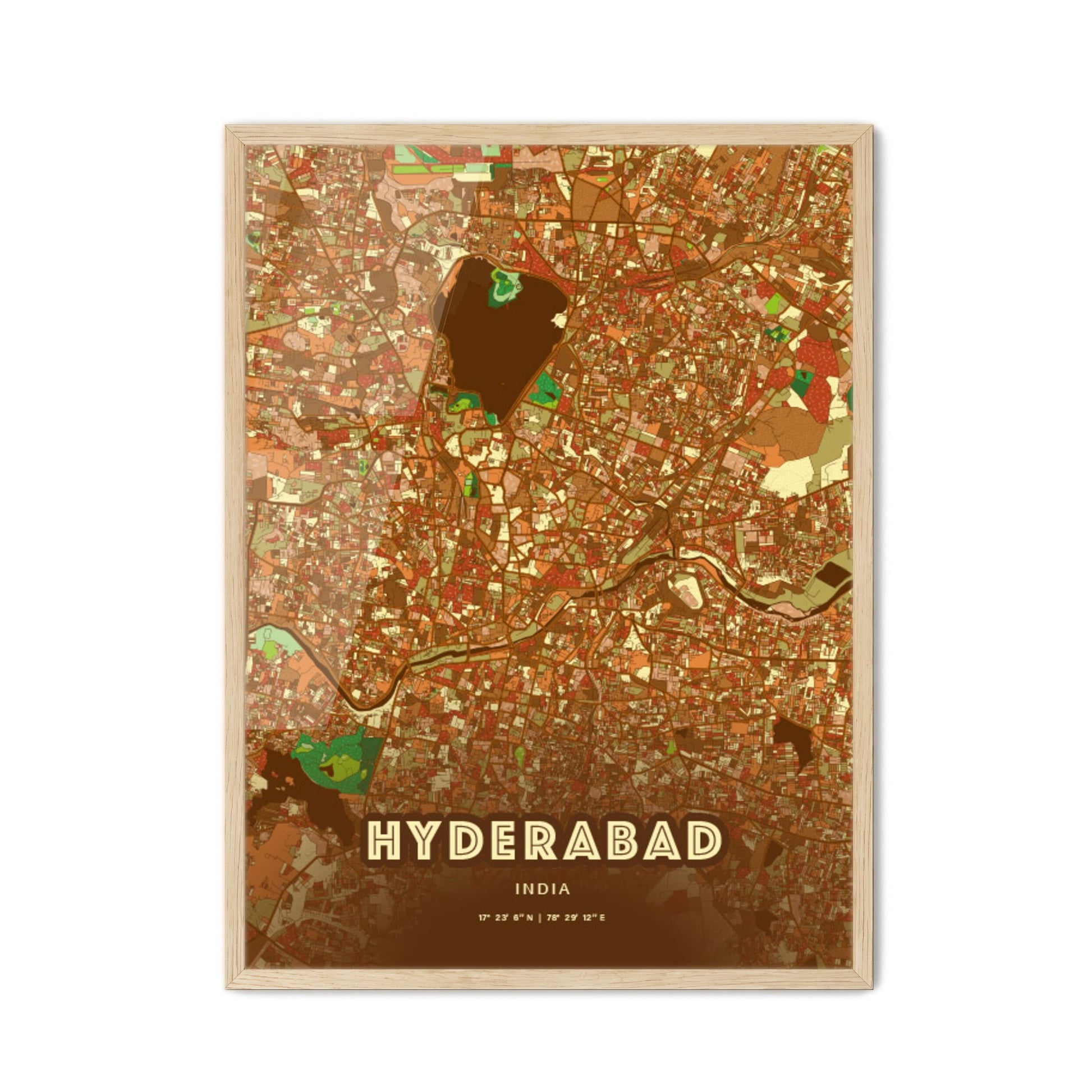 Colorful Hyderabad India Fine Art Map Farmhouse