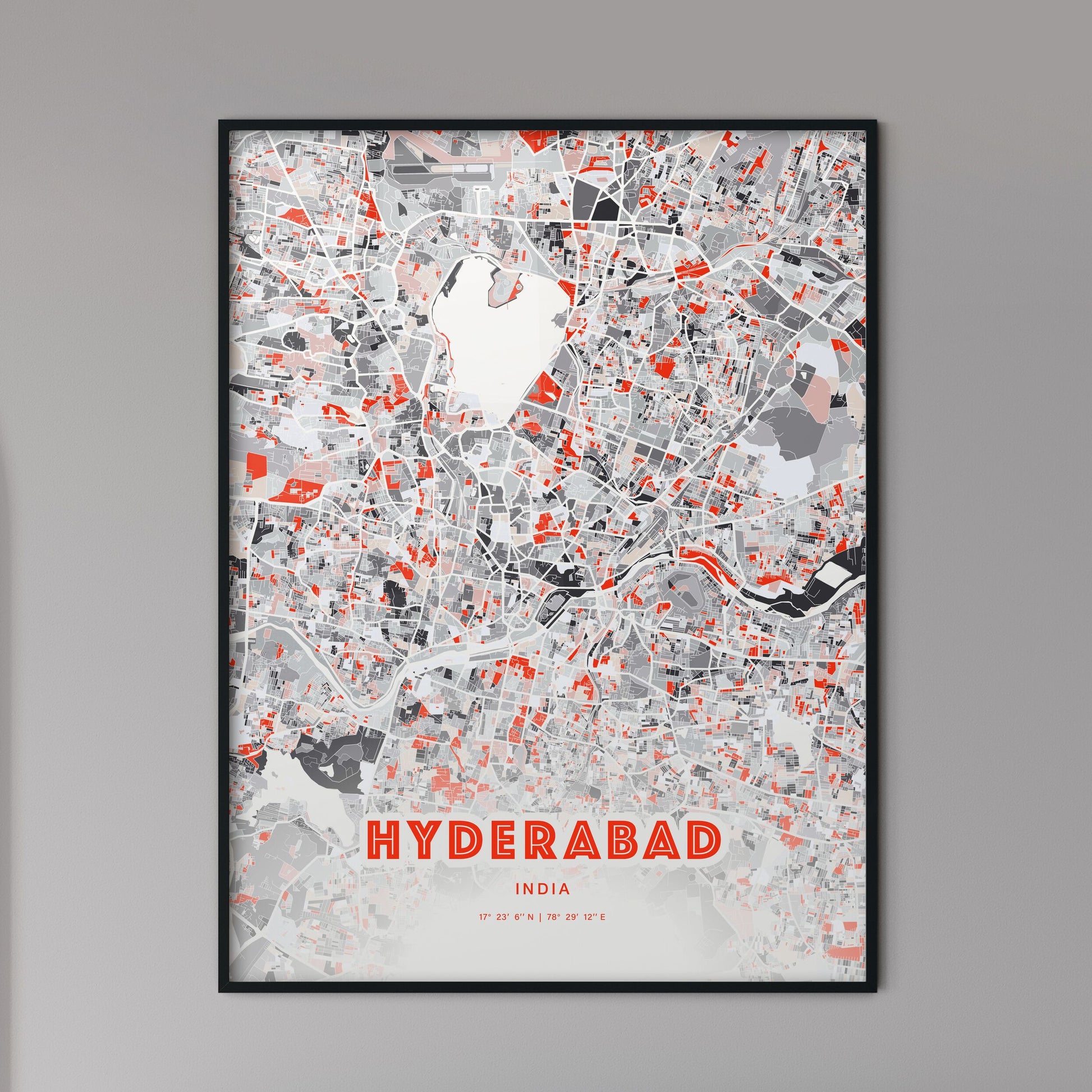 Colorful Hyderabad India Fine Art Map Modern Expressive