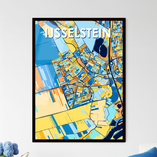 IJSSELSTEIN NETHERLANDS Vibrant Colorful Art Map Poster Blue Orange