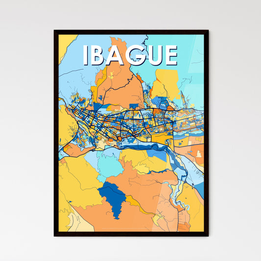 IBAGUE COLOMBIA Vibrant Colorful Art Map Poster Blue Orange