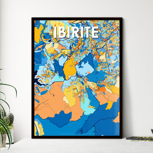 IBIRITE BRAZIL Vibrant Colorful Art Map Poster Blue Orange