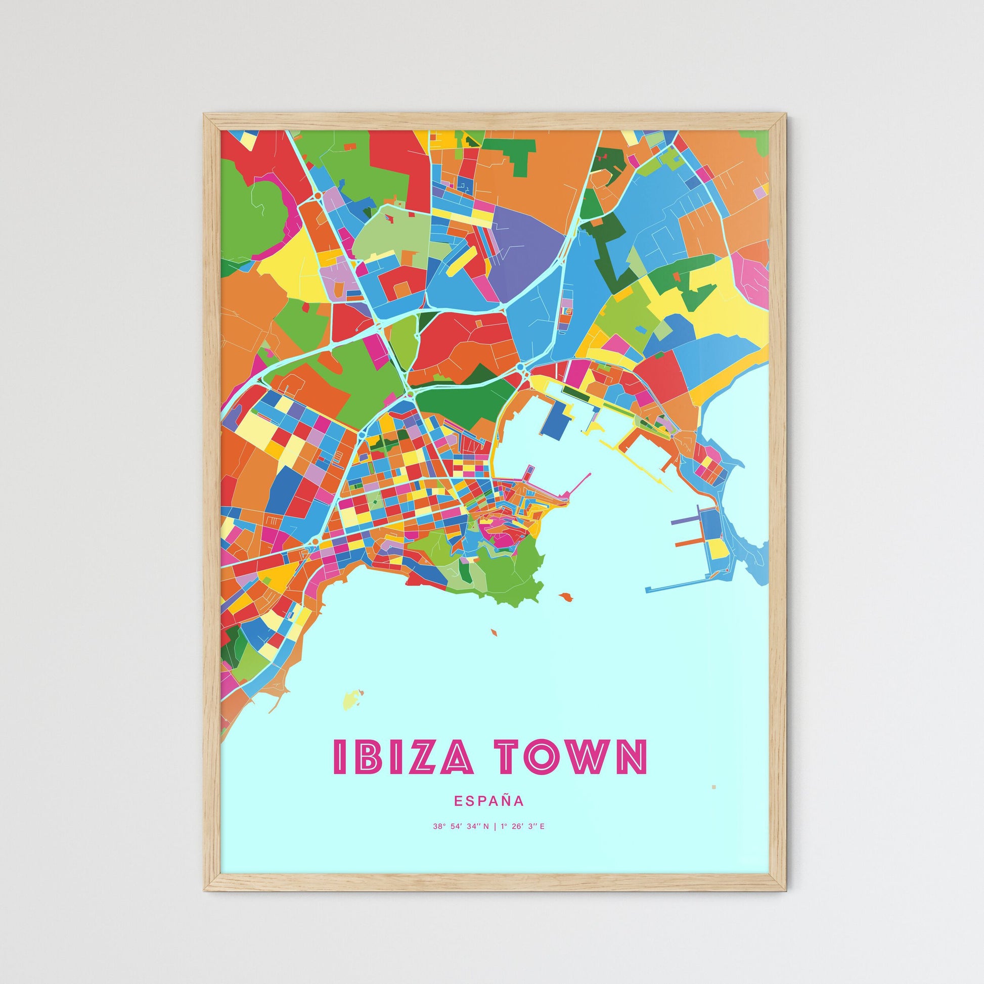 Colorful Ibiza Town Spain Fine Art Map Crazy Colors