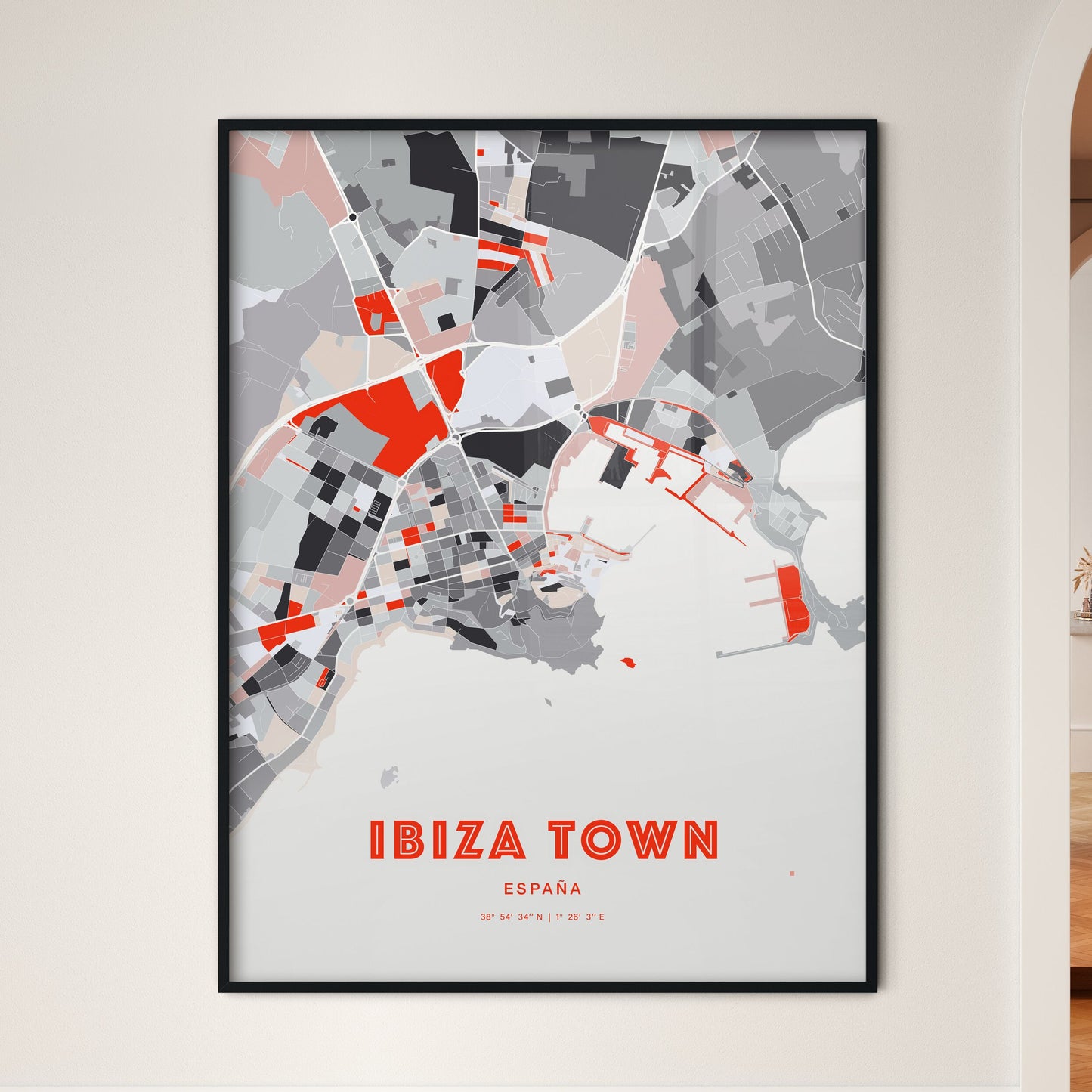 Colorful Ibiza Town Spain Fine Art Map Modern Expressive