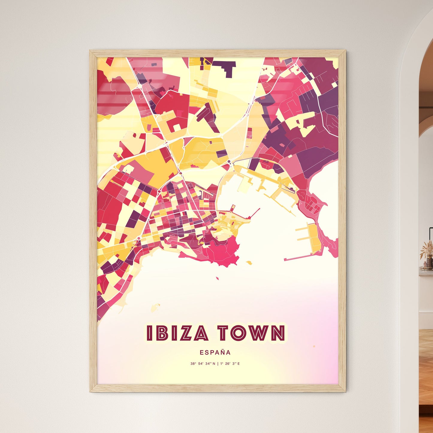 Colorful Ibiza Town Spain Fine Art Print Hot Red