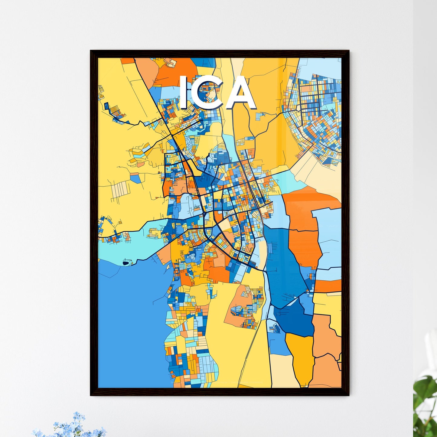 ICA PERU Vibrant Colorful Art Map Poster Blue Orange