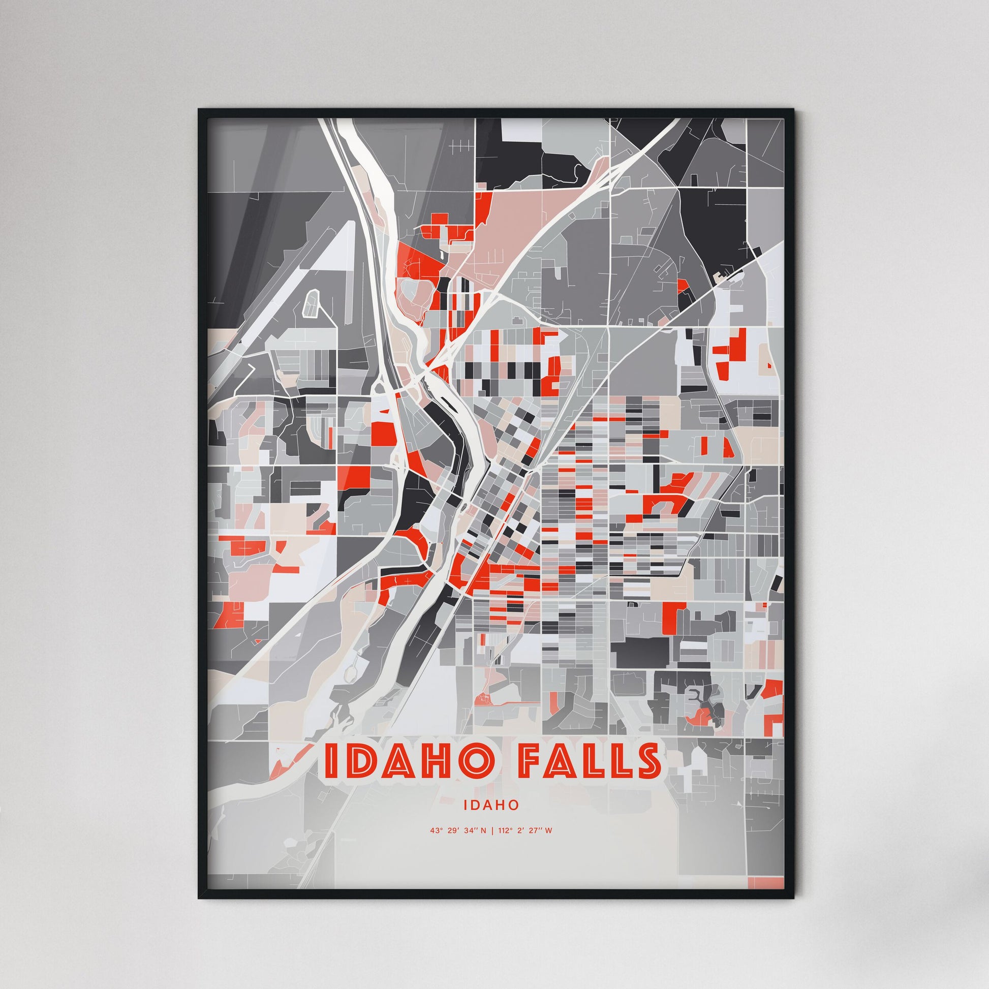 Colorful Idaho Falls Idaho Fine Art Map Modern Expressive