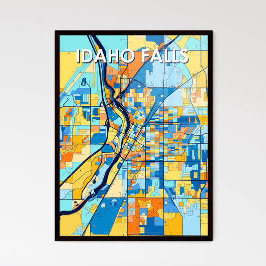 IDAHO FALLS IDAHO Vibrant Colorful Art Map Poster Blue Orange