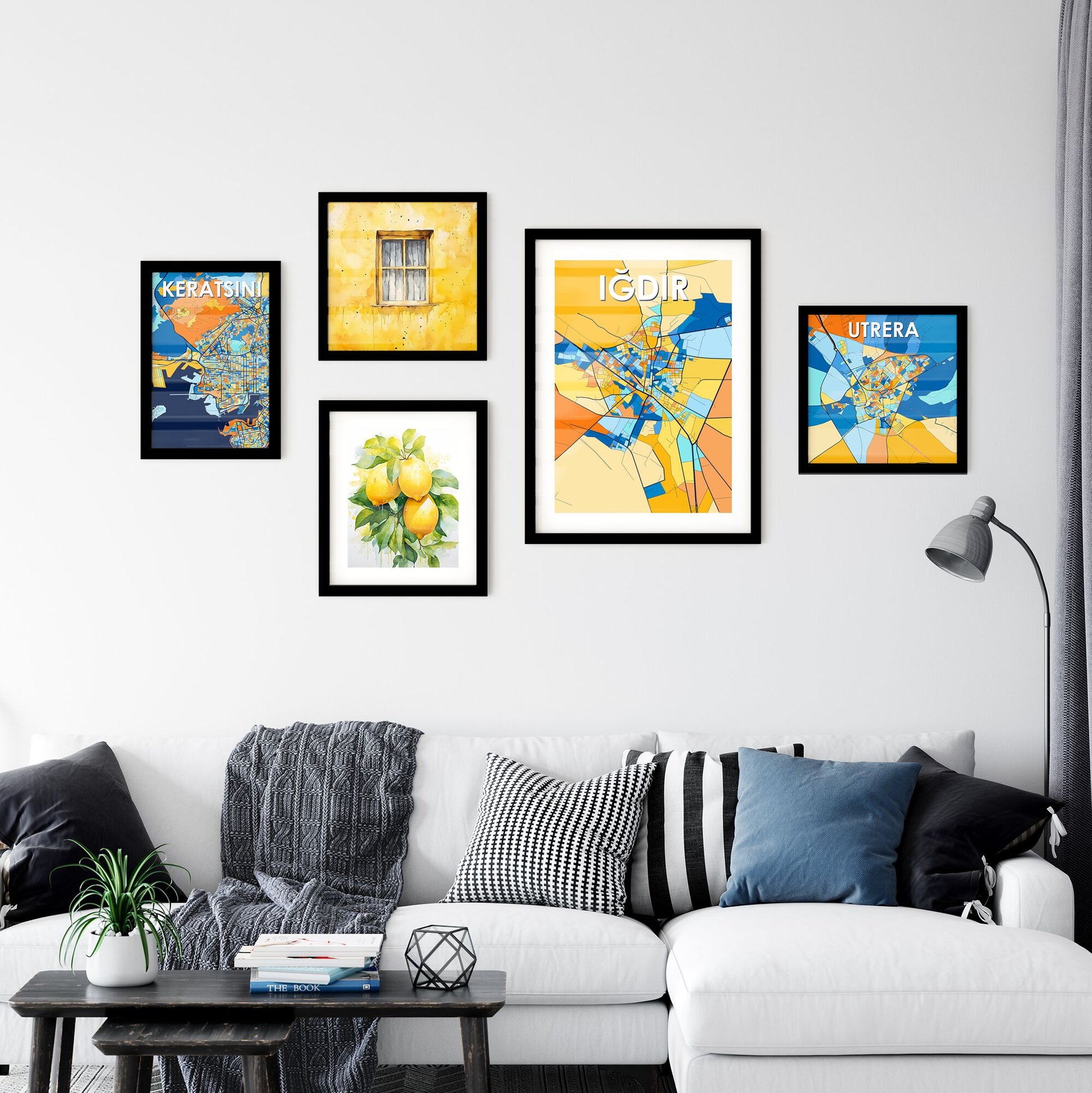 IĞDIR TURKEY Vibrant Colorful Art Map Poster Blue Orange