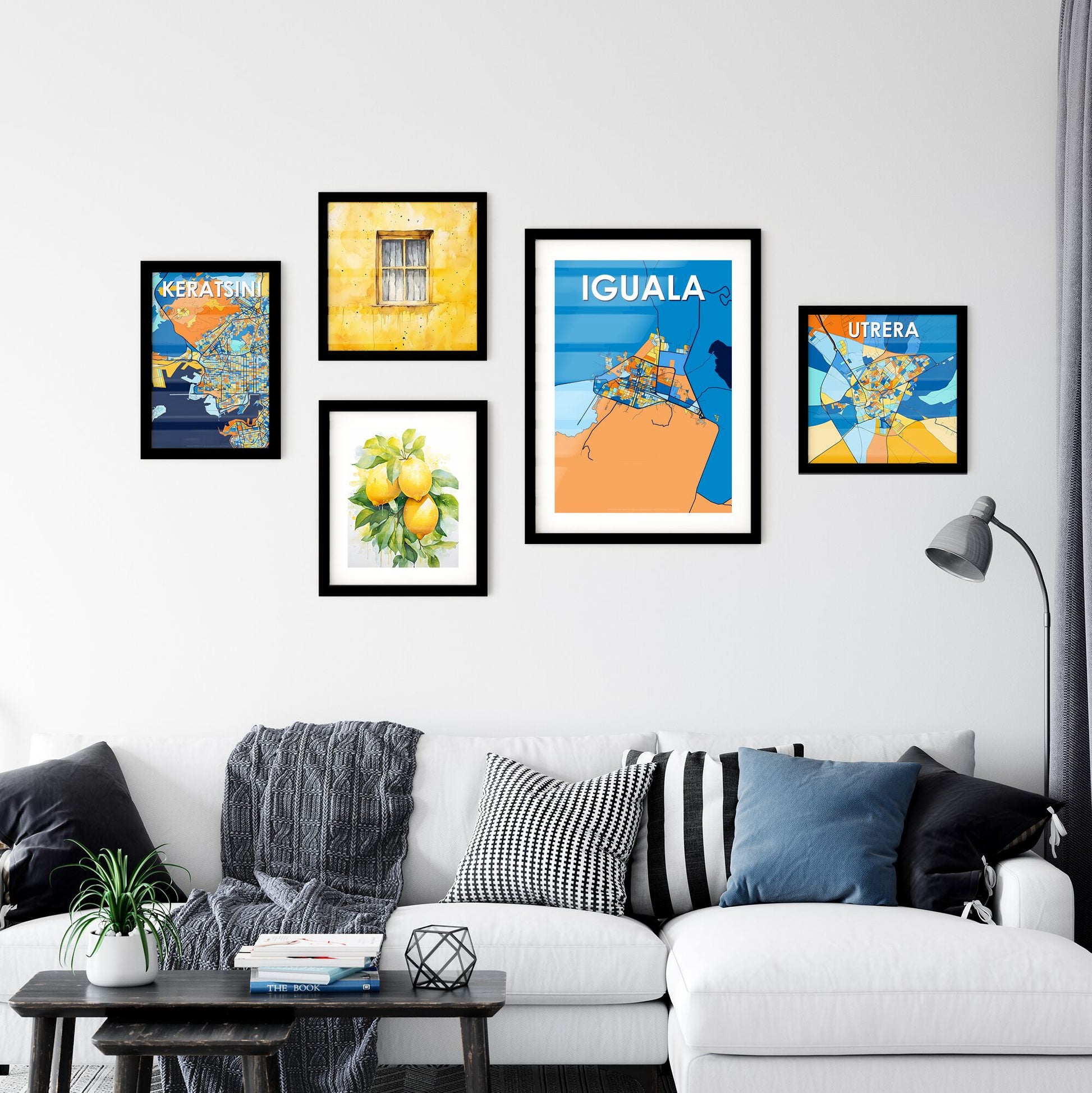 IGUALA MEXICO Vibrant Colorful Art Map Poster Blue Orange