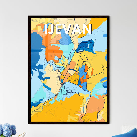 IJEVAN ARMENIA Vibrant Colorful Art Map Poster Blue Orange