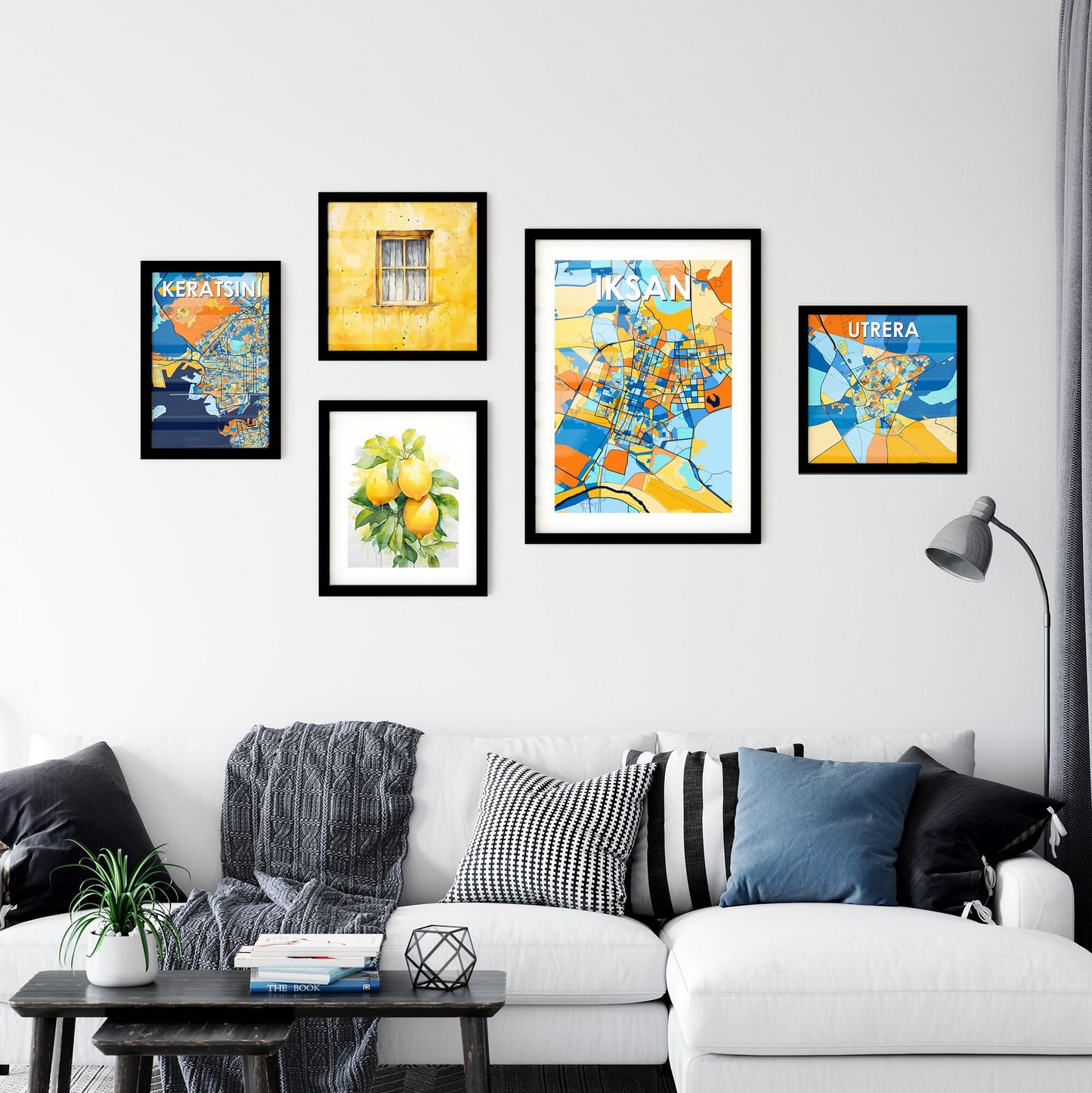 IKSAN SOUTH KOREA Vibrant Colorful Art Map Poster Blue Orange