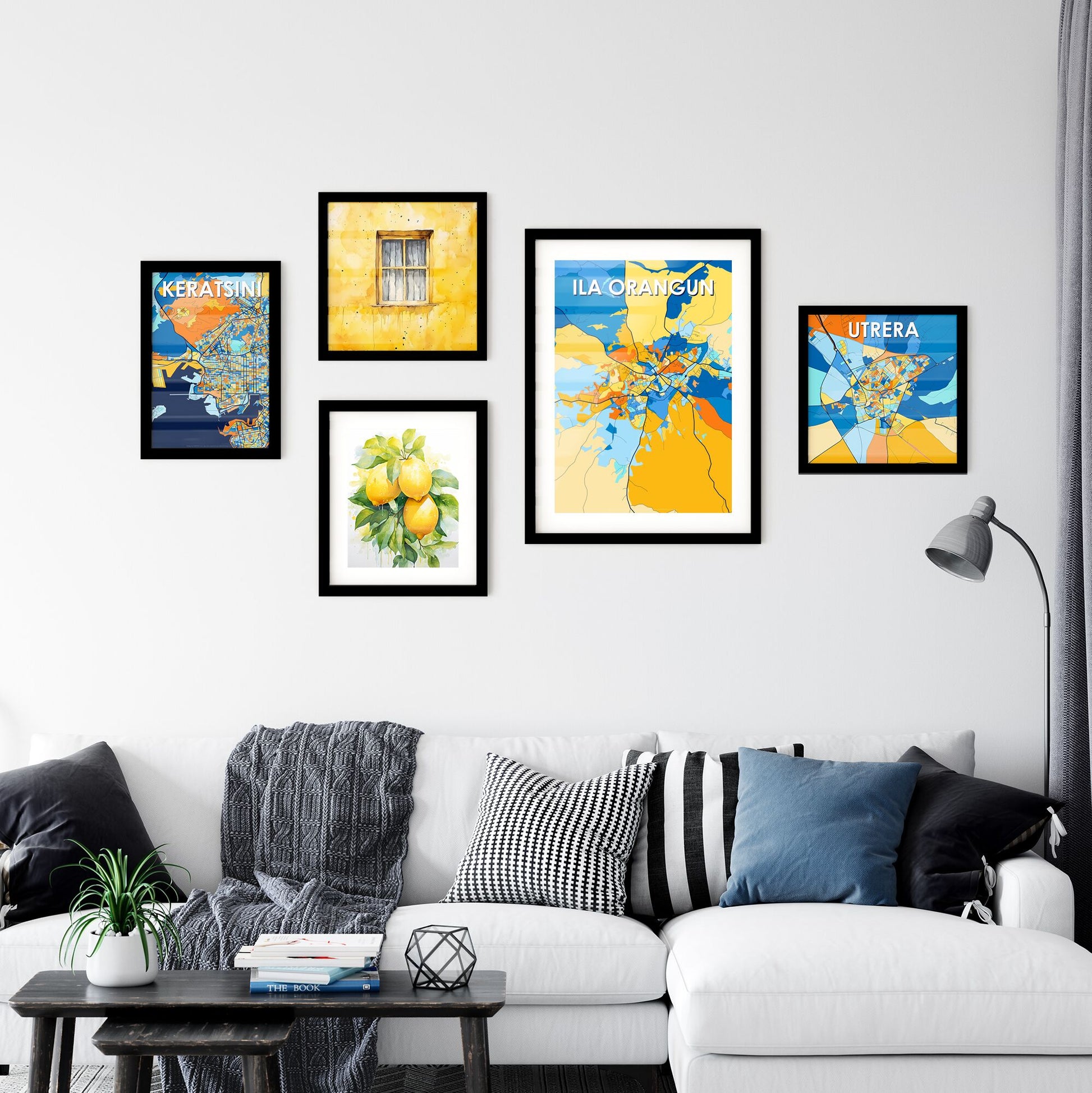 ILA ORANGUN NIGERIA Vibrant Colorful Art Map Poster Blue Orange