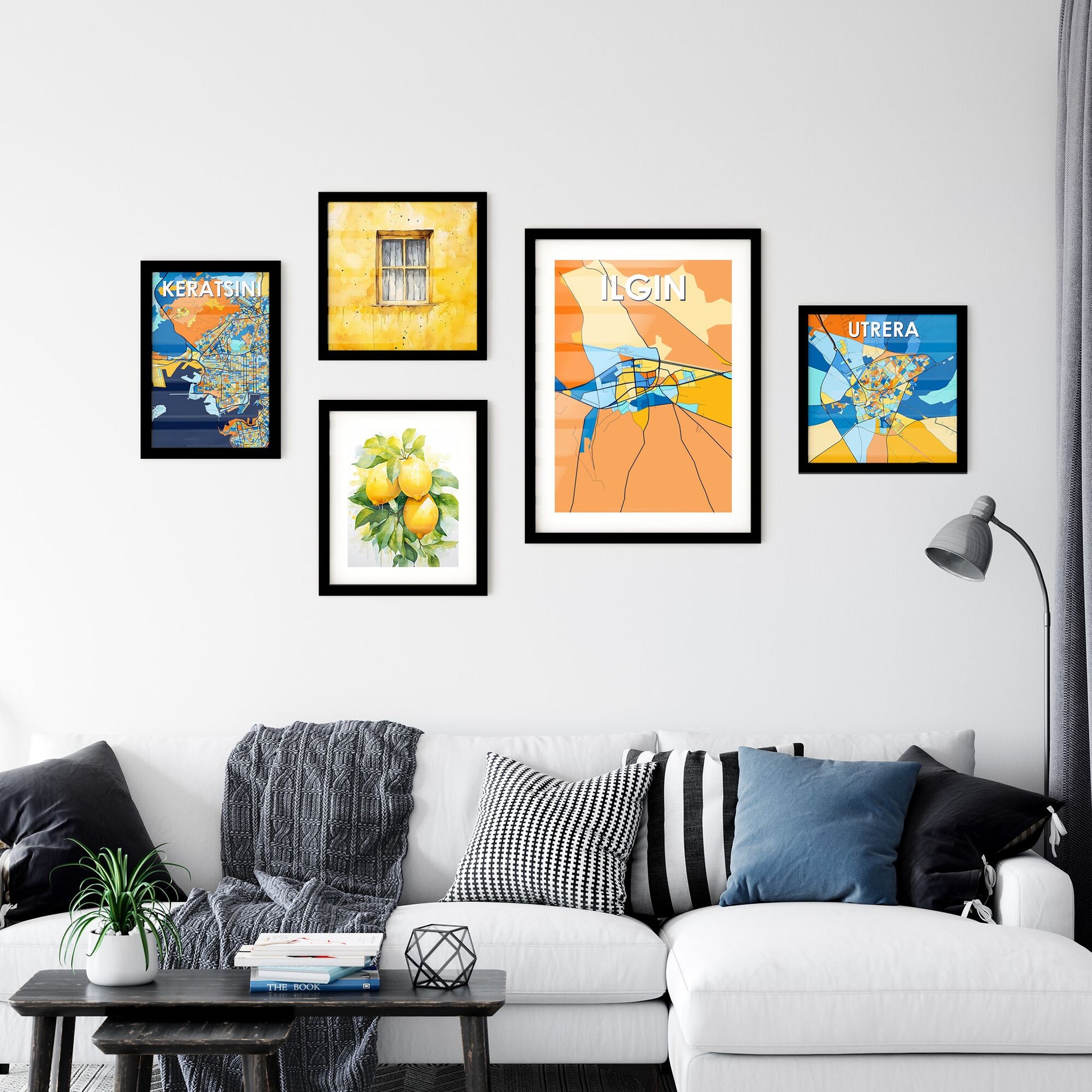 ILGIN TURKEY Vibrant Colorful Art Map Poster Blue Orange