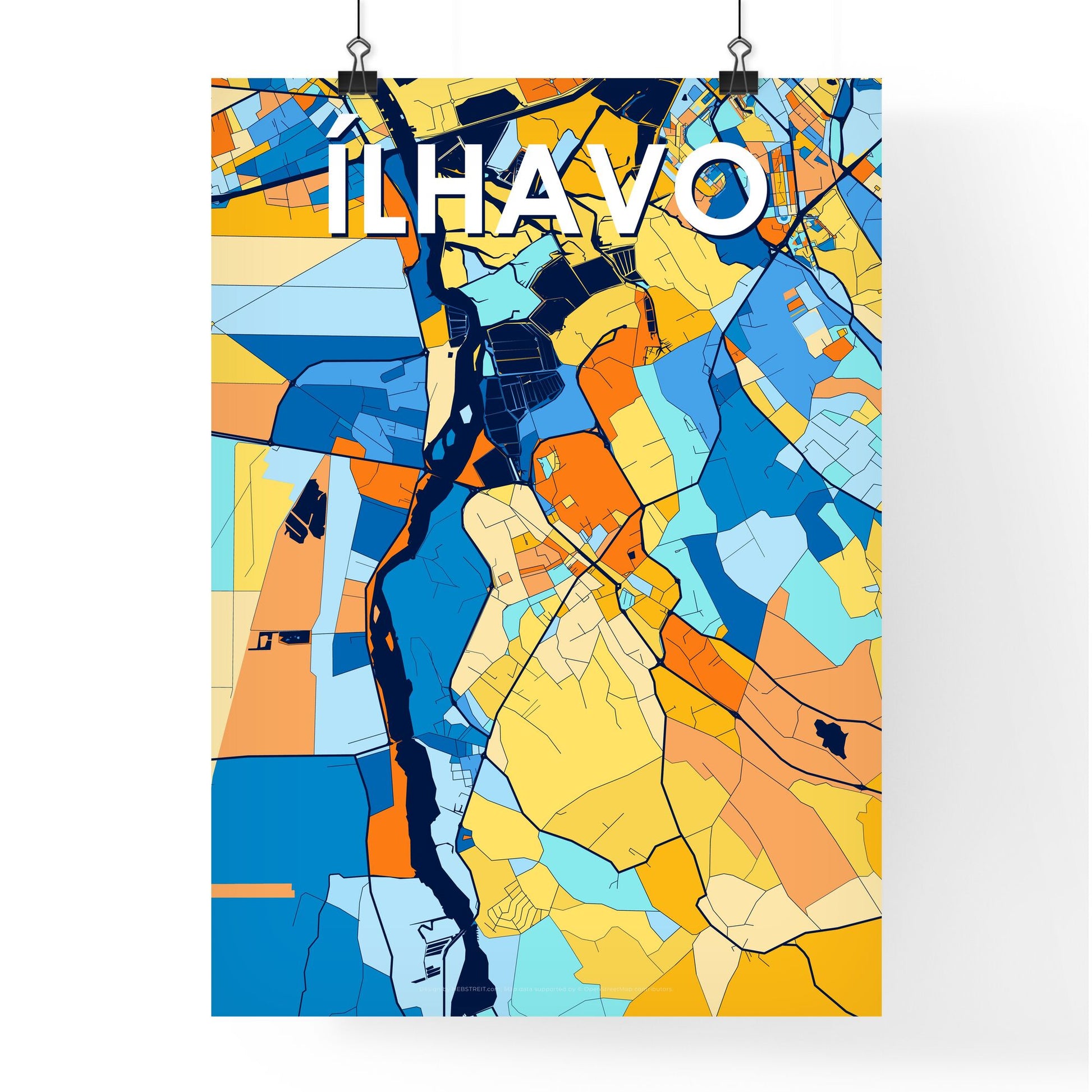 ÍLHAVO PORTUGAL Vibrant Colorful Art Map Poster Blue Orange