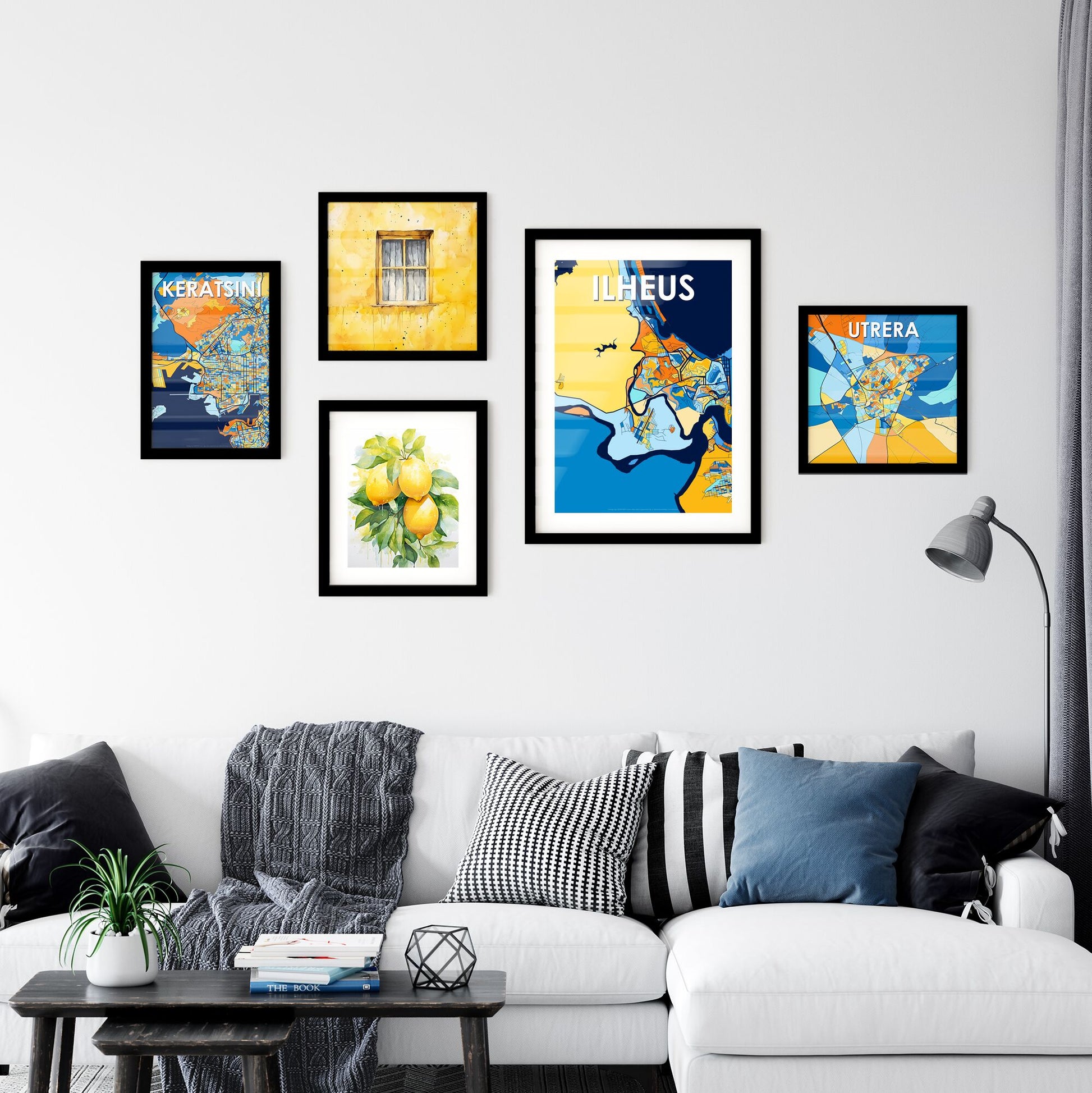 ILHEUS BRAZIL Vibrant Colorful Art Map Poster Blue Orange